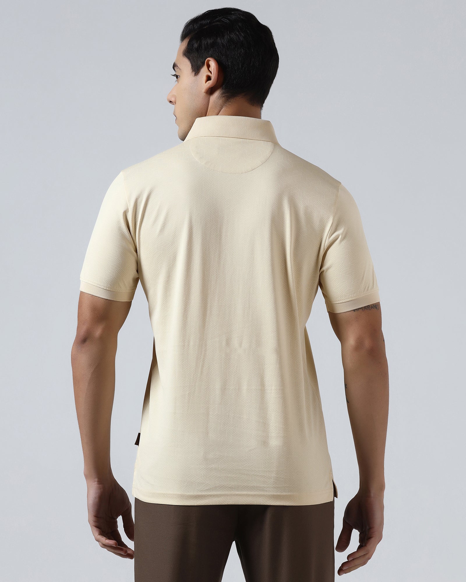Beige Cream Printed Polo - Sign