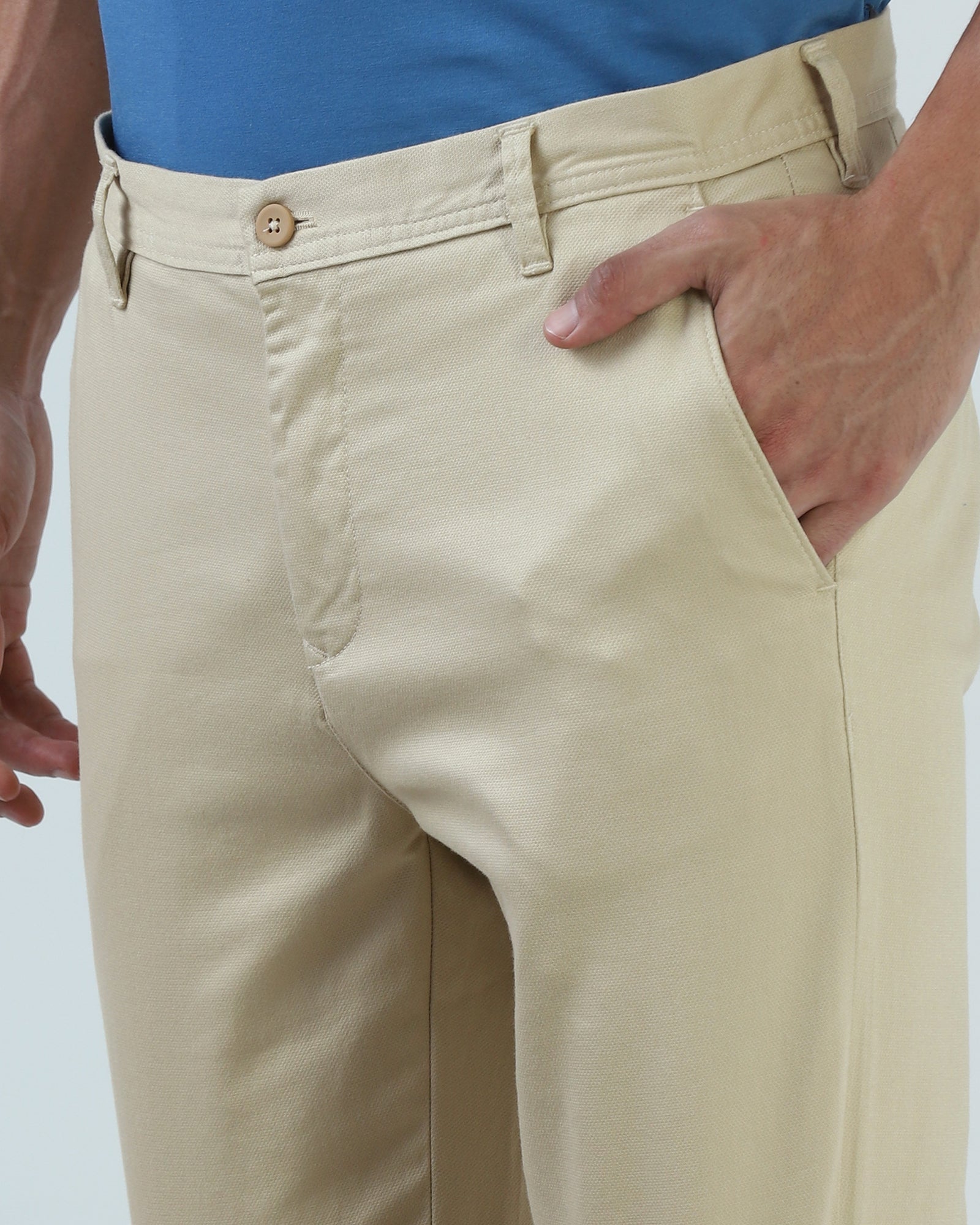 Beige Cream Textured Khakis - Kart