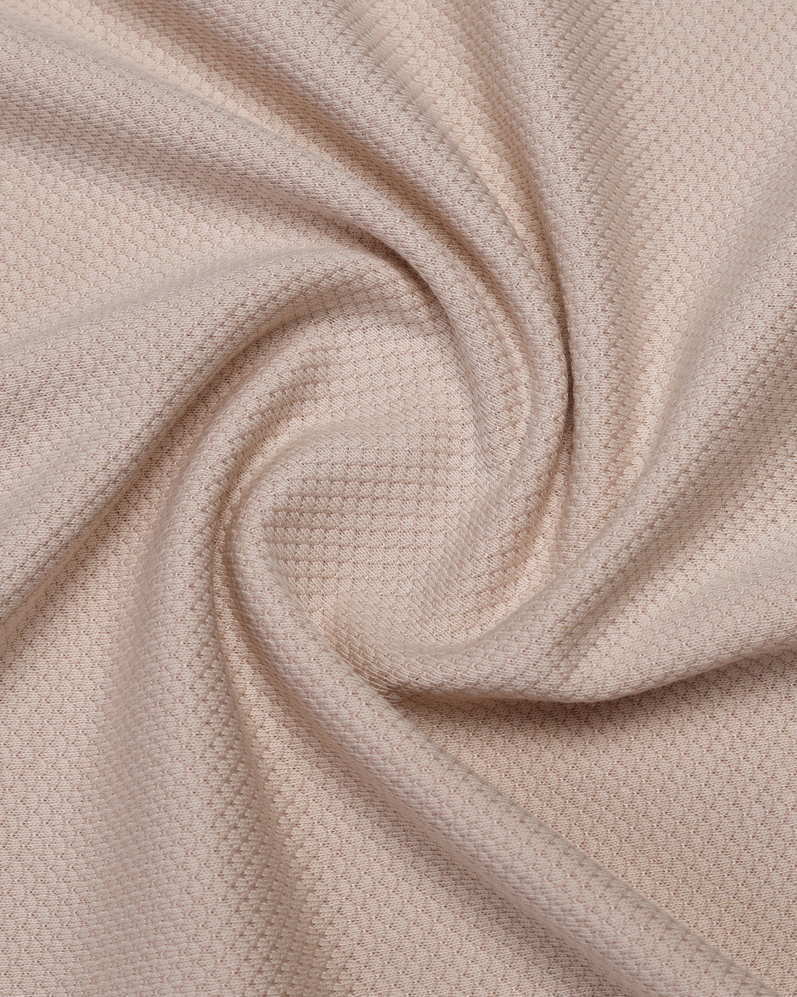 Beige Crew Neck Textured T-Shirt - Doloras