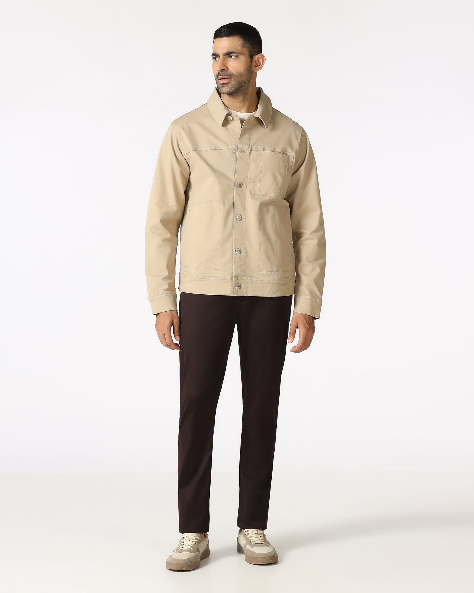 Beige Denim Trucker Jacket - Avila