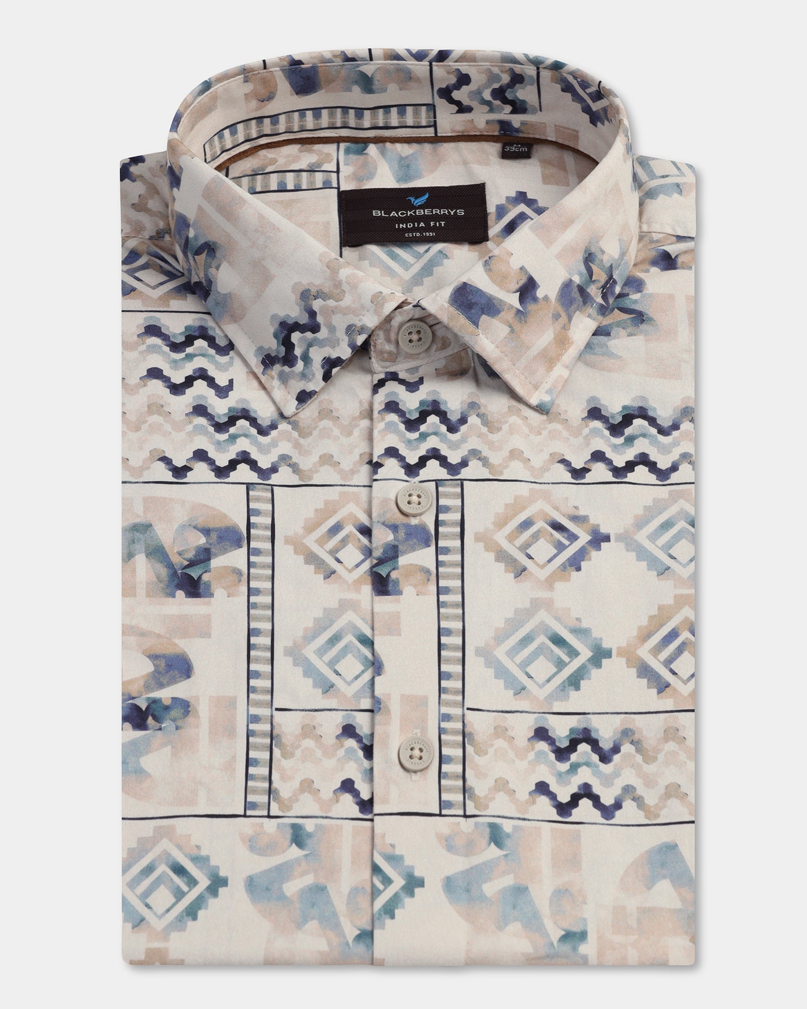 Beige Half Sleeve Printed Shirt - Ryne