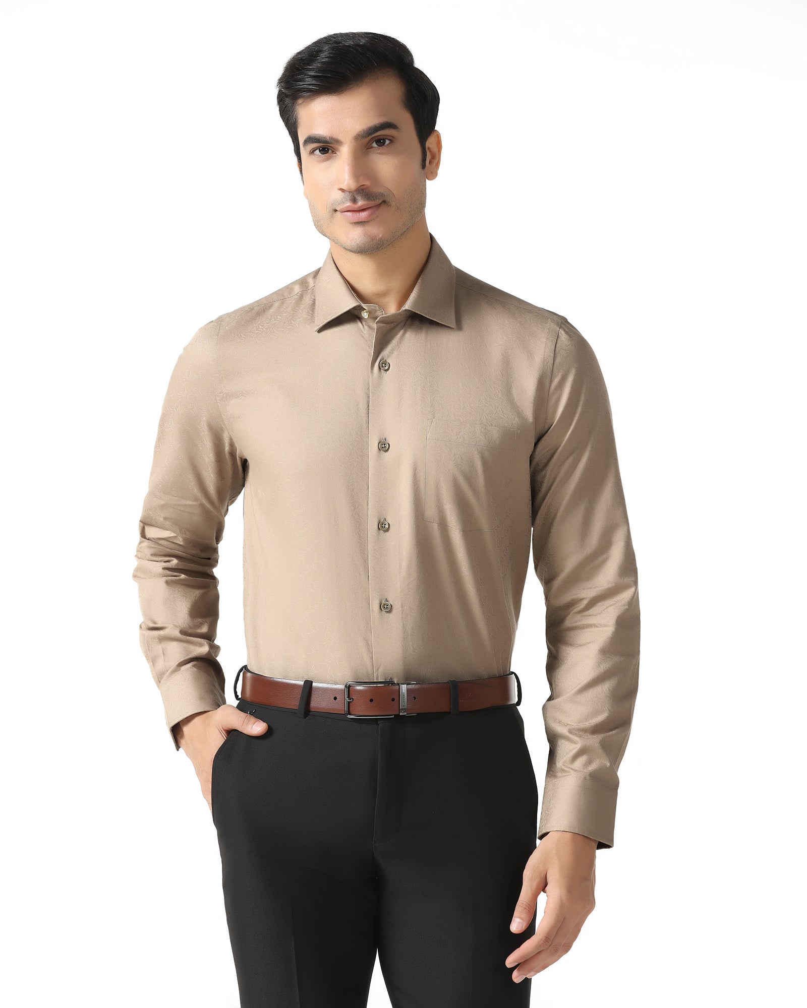 Beige Jacquard Shirt - Romeo
