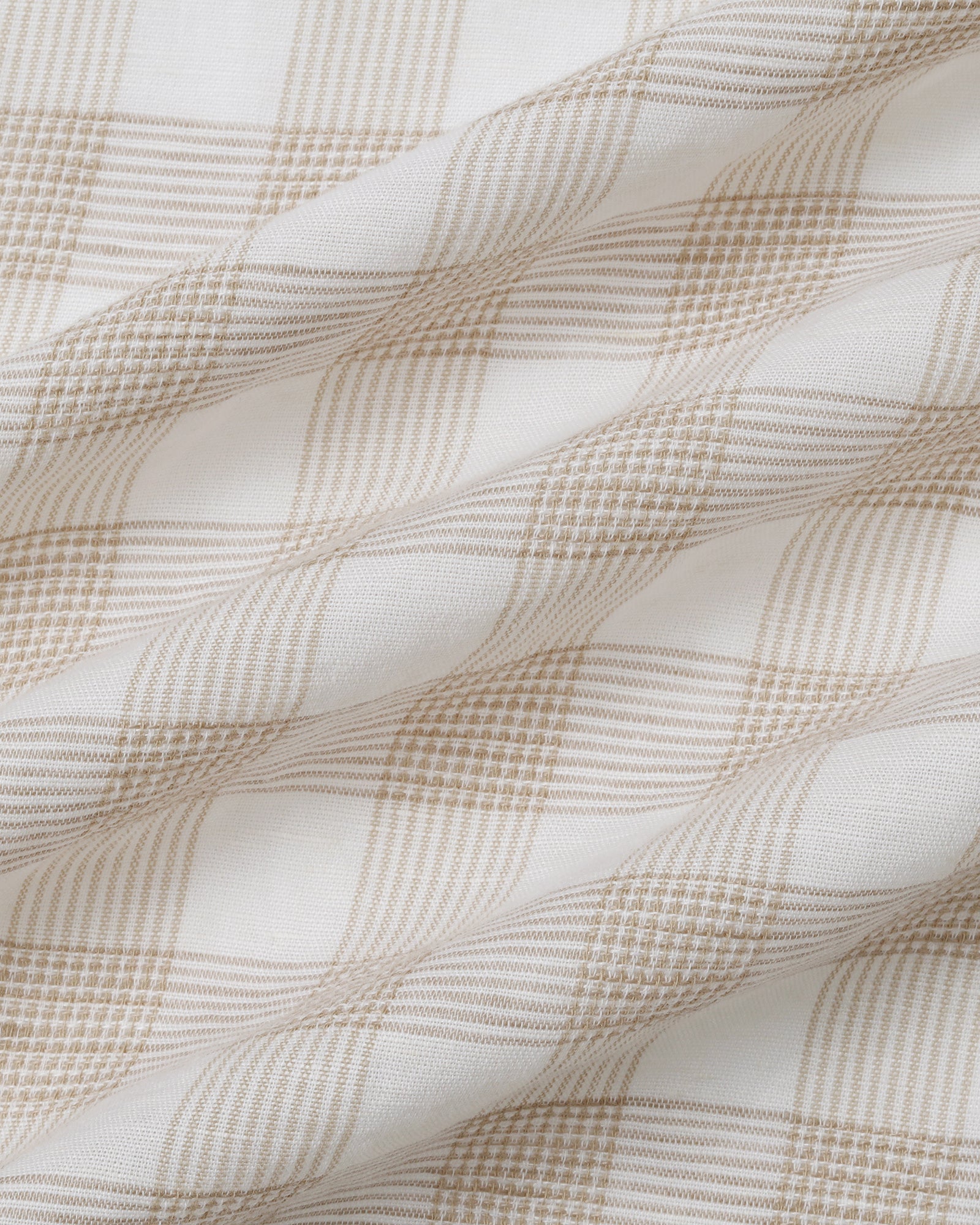 Beige Half Sleeve Linen Check Shirt - Yudi