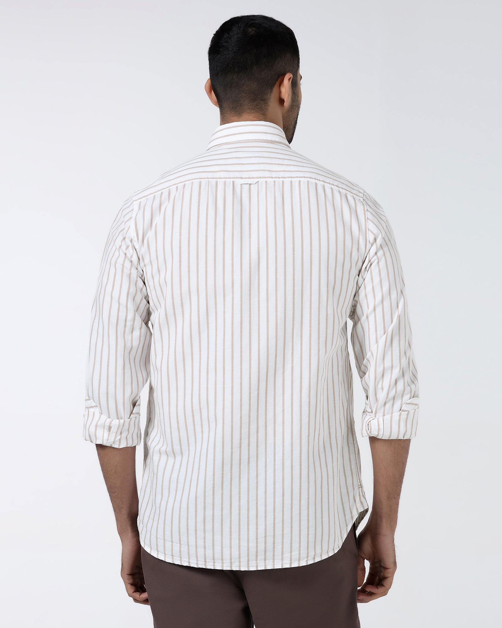 Beige Linen Stripe Shirt - Marzel