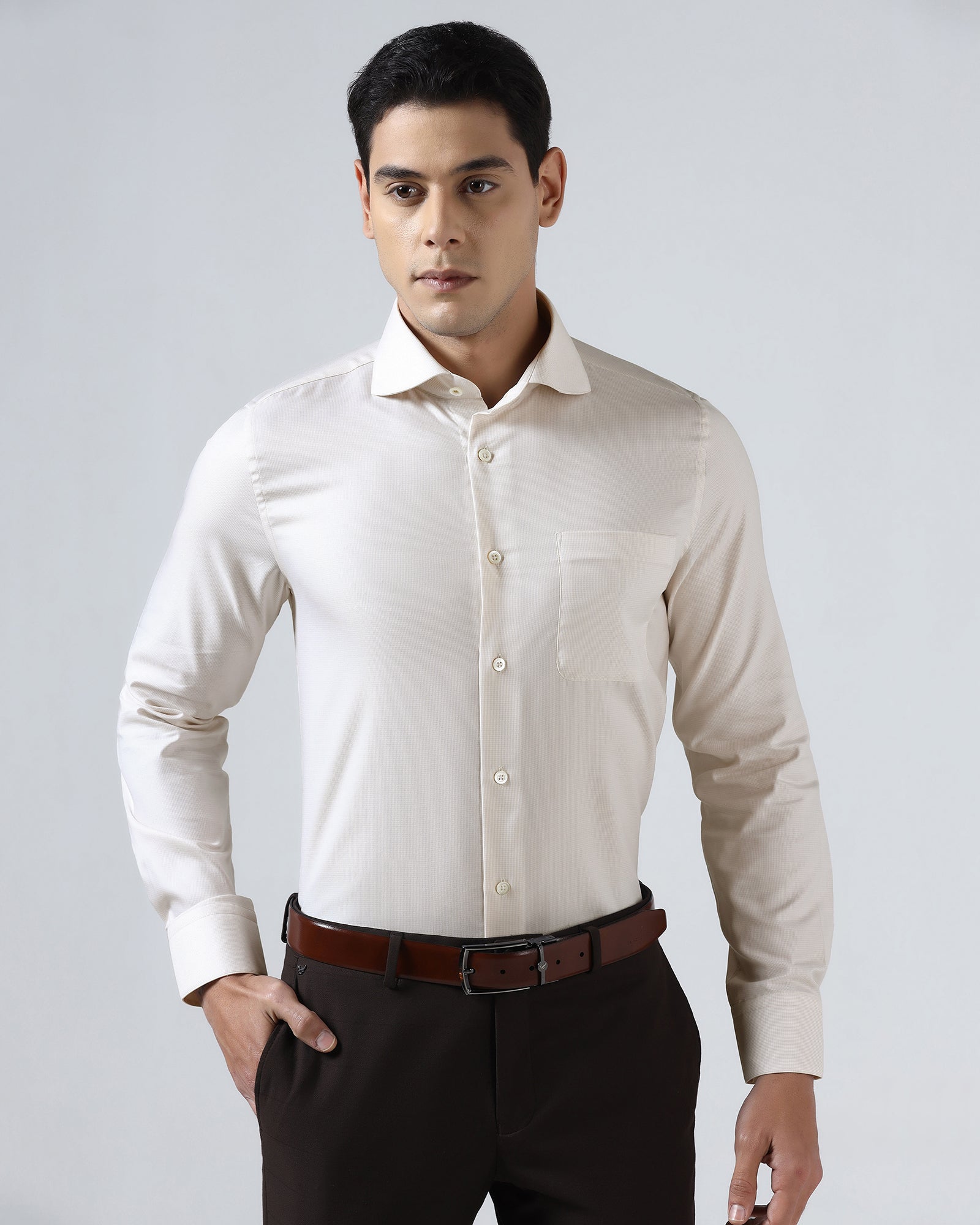 Beige Luxe Check Shirt - Guide