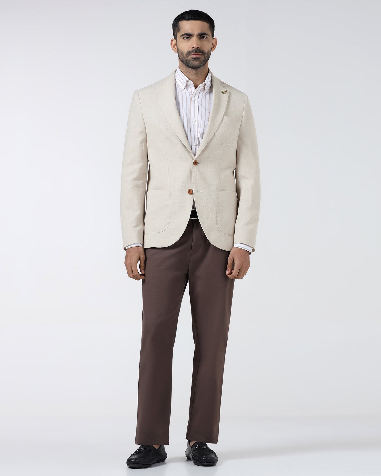 Beige Luxe Solid Blazer - Randal