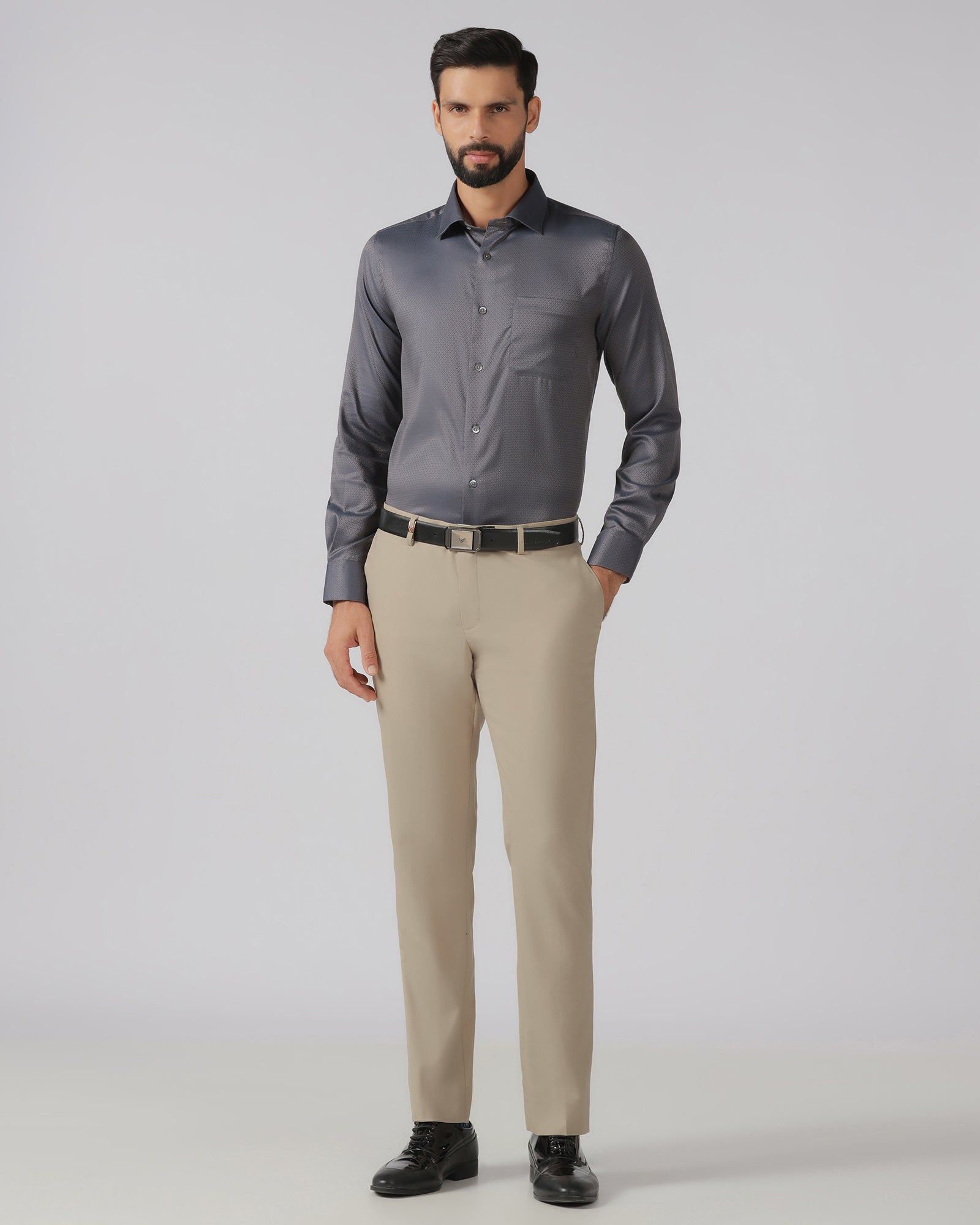 Beige Luxe Solid Trouser - Meter