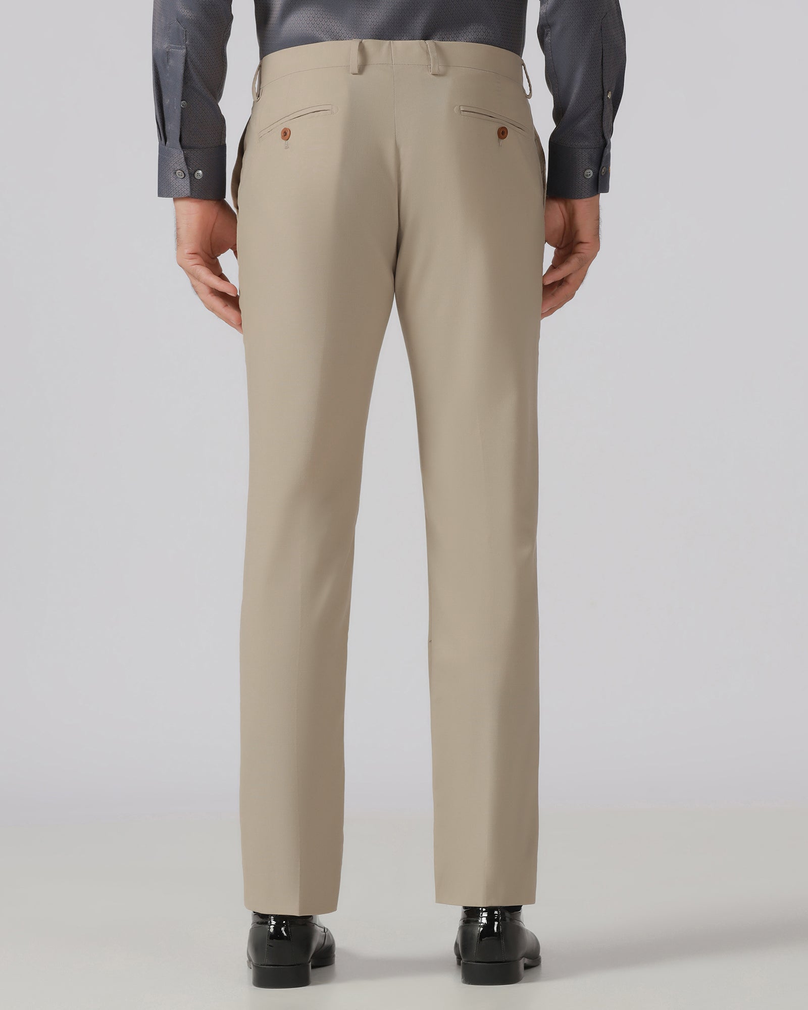 Beige Luxe Solid Trouser - Meter