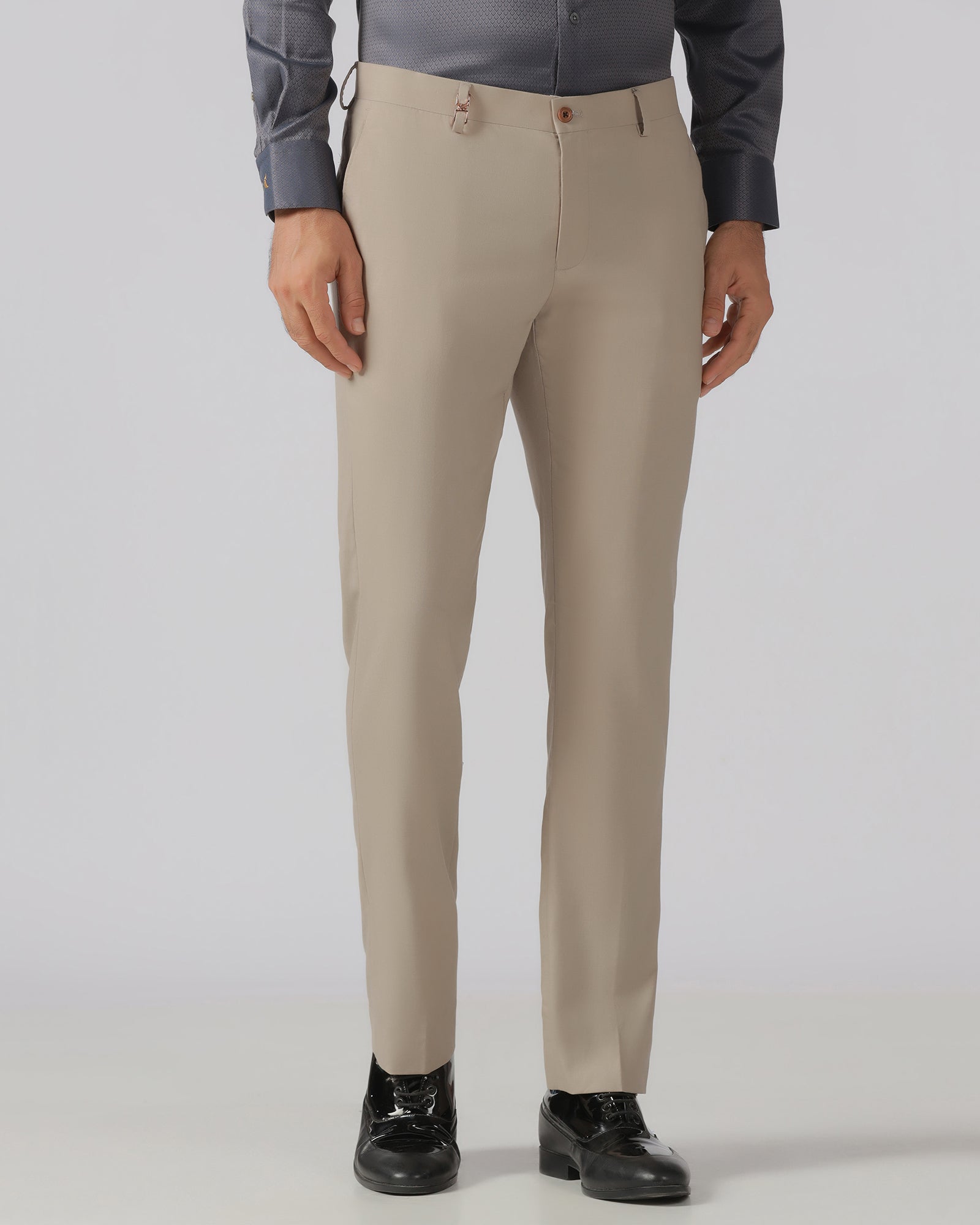 Beige Luxe Solid Trouser - Meter