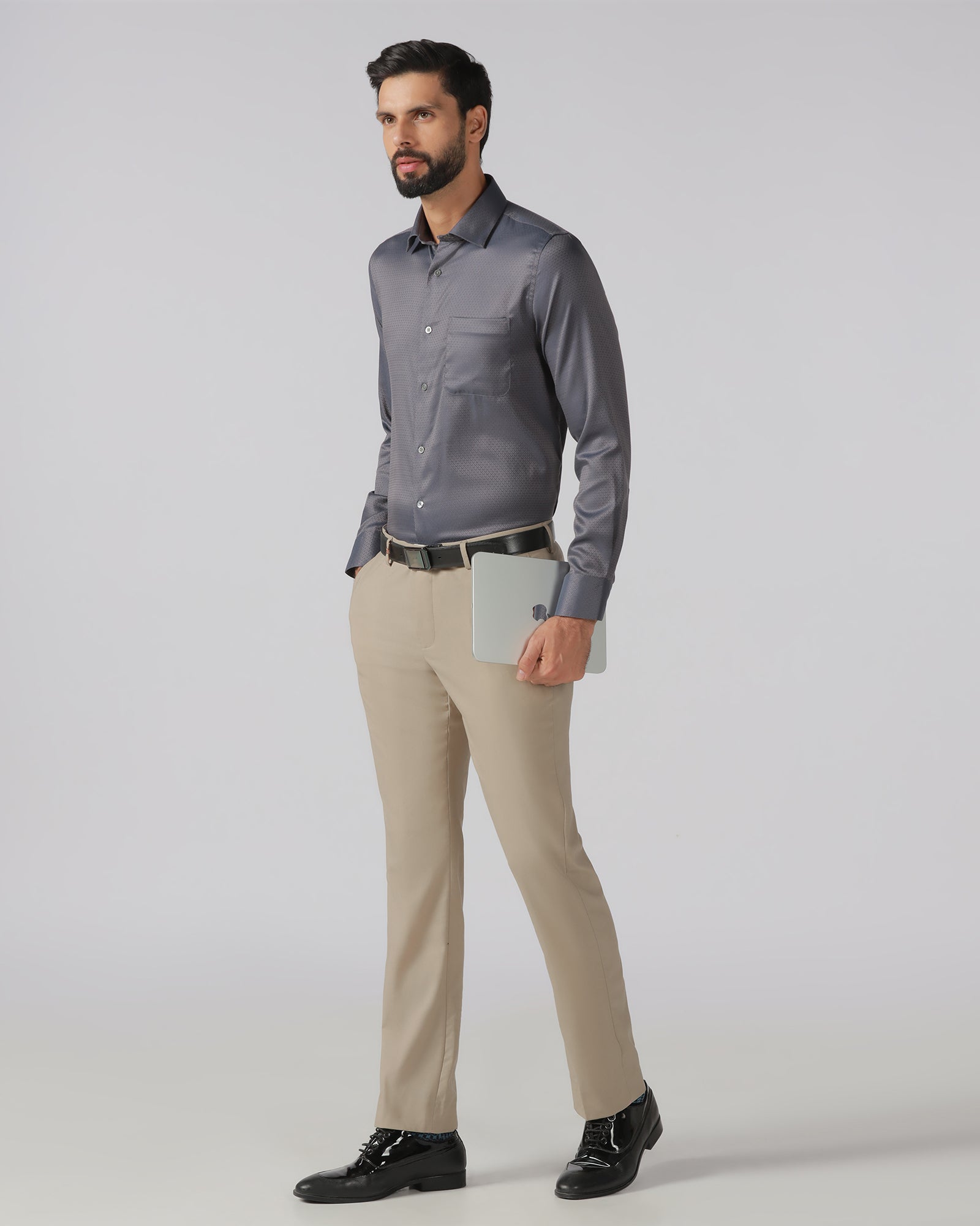 Beige Luxe Solid Trouser - Meter