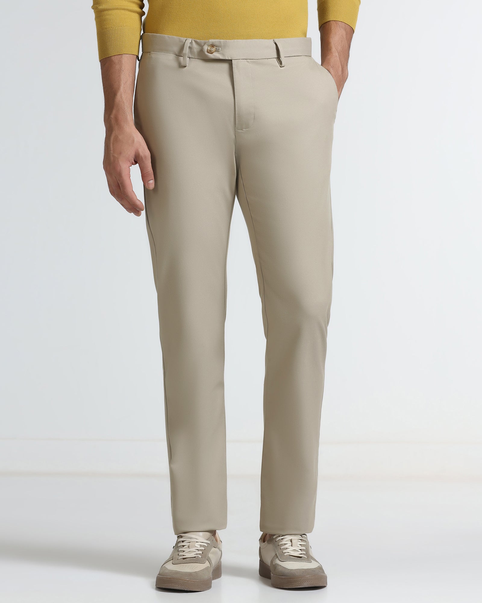 Beige Non Iron Solid Khakis - Tigiris