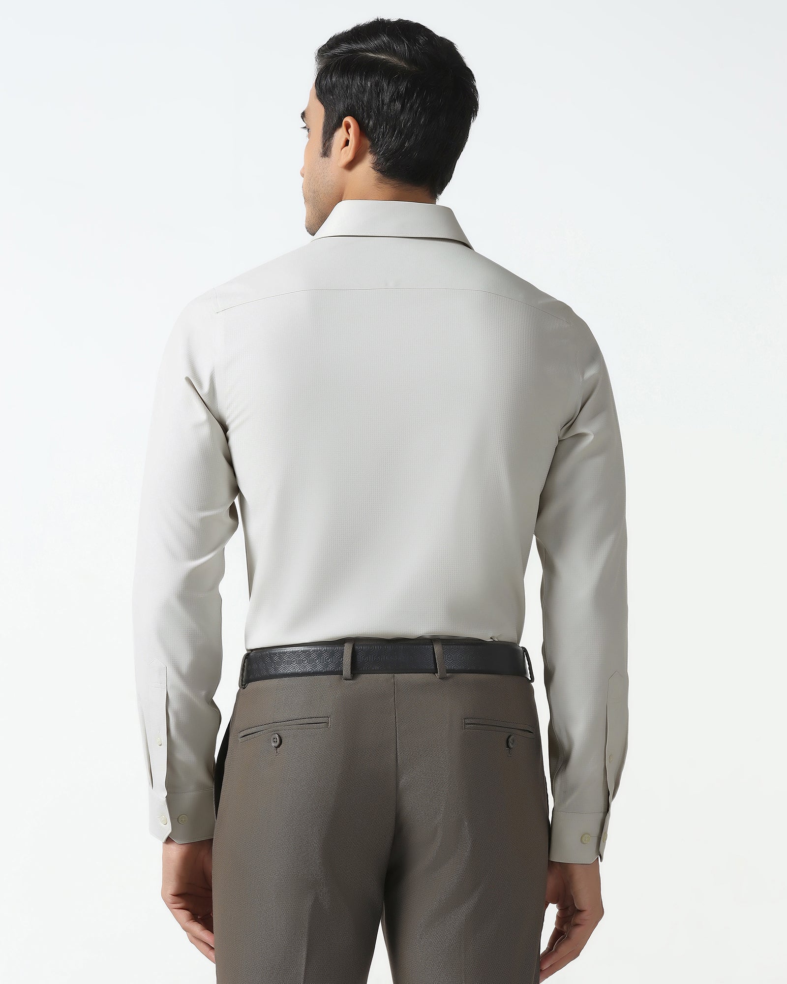 Beige Non Iron Textured Shirt - Relay