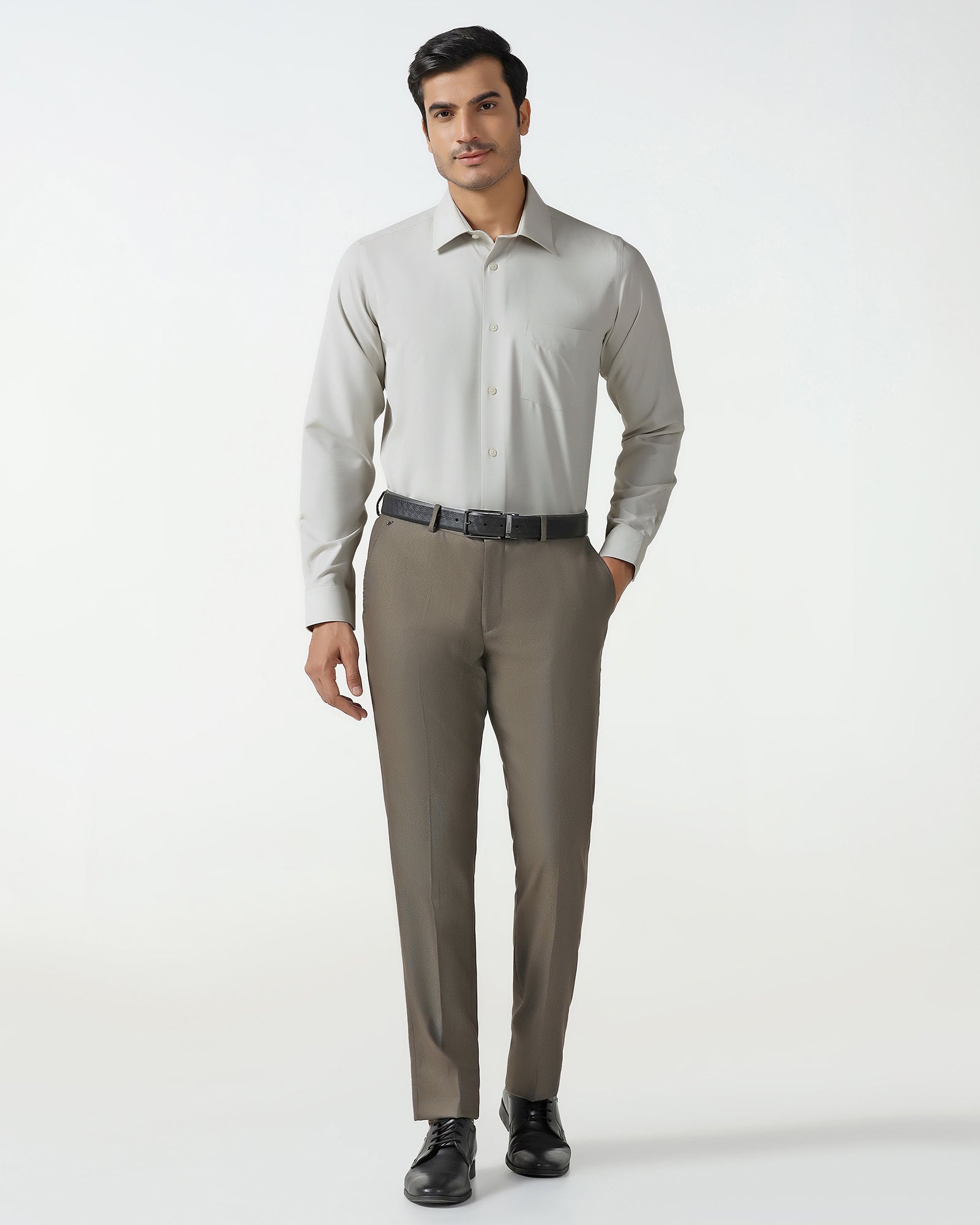 Beige Non Iron Textured Shirt - Relay