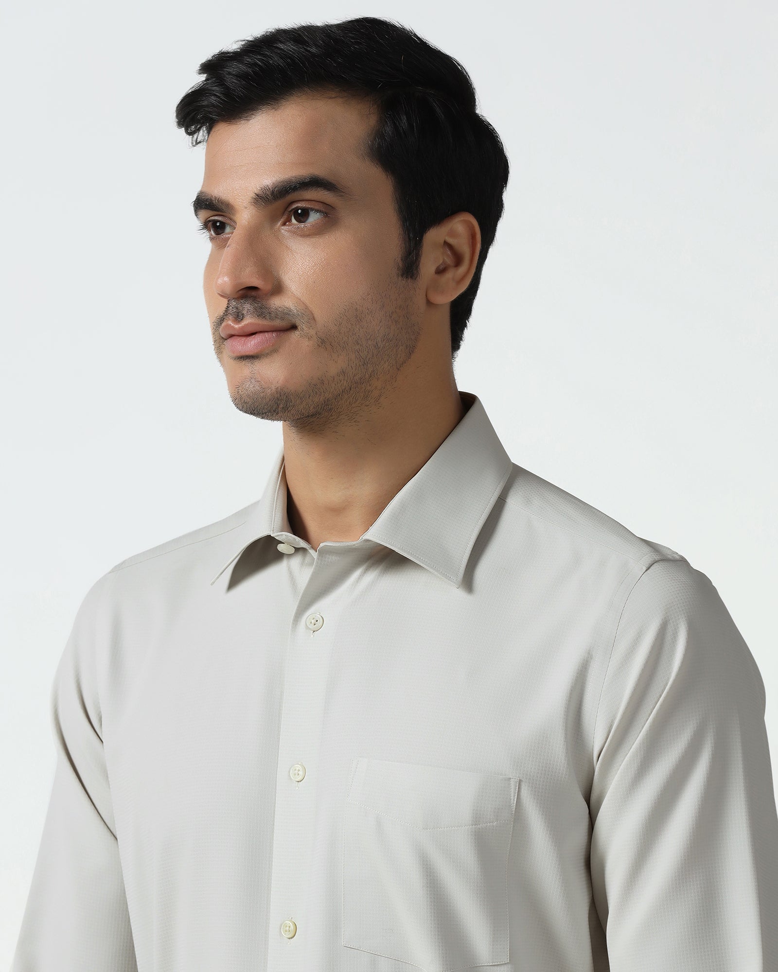 Beige Non Iron Textured Shirt - Relay