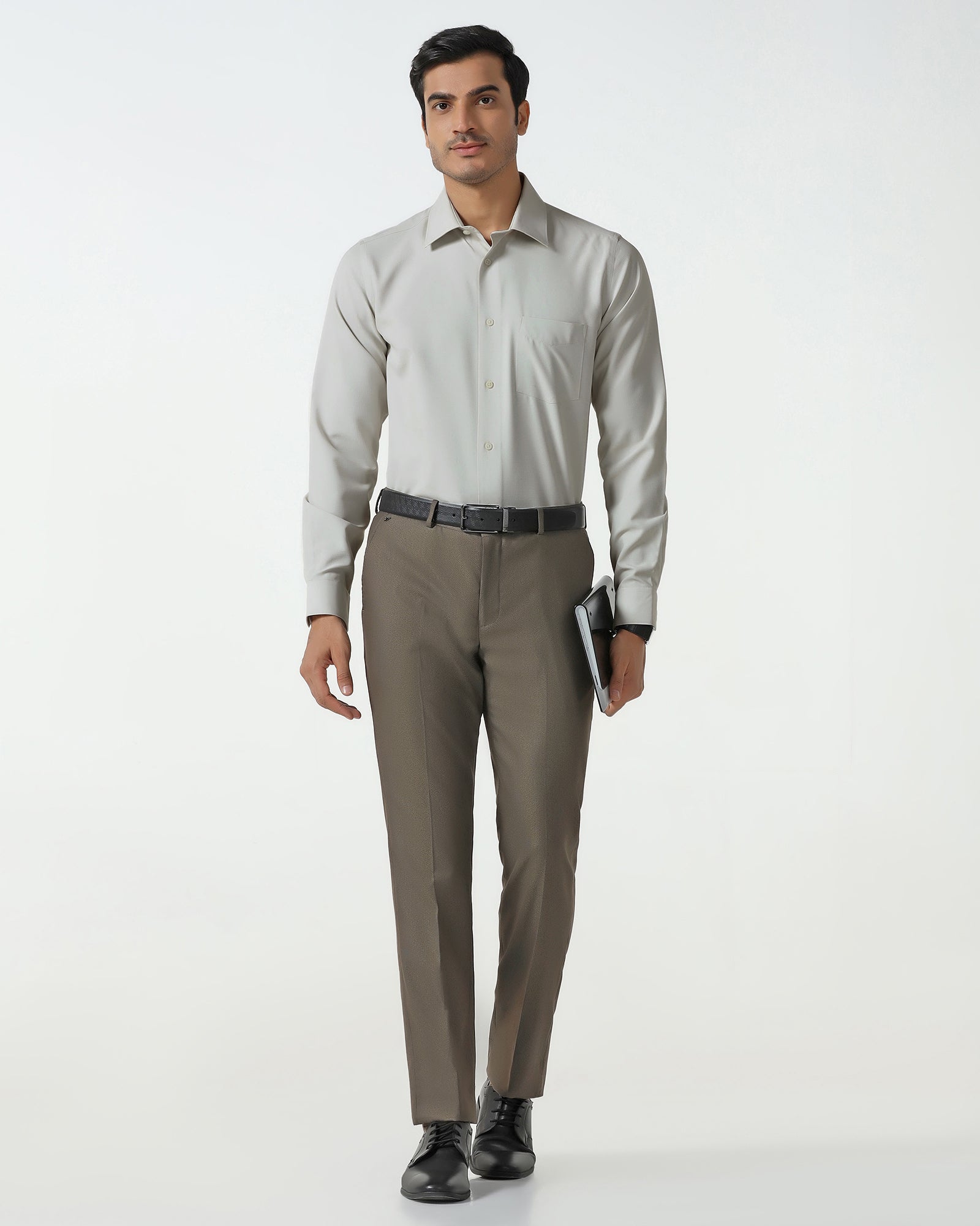 Beige Non Iron Textured Shirt - Relay