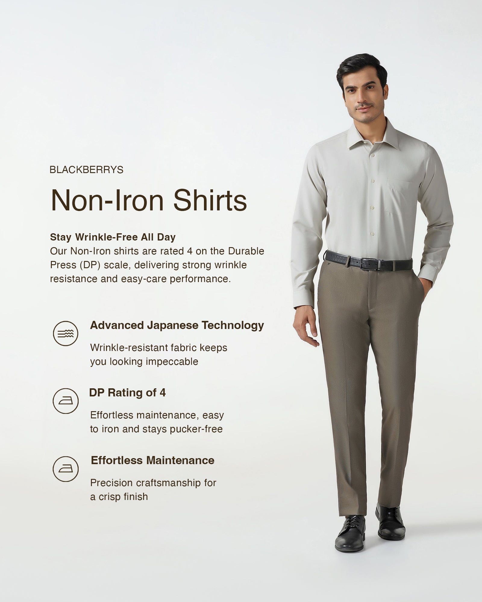 Beige Non Iron Textured Shirt - Relay