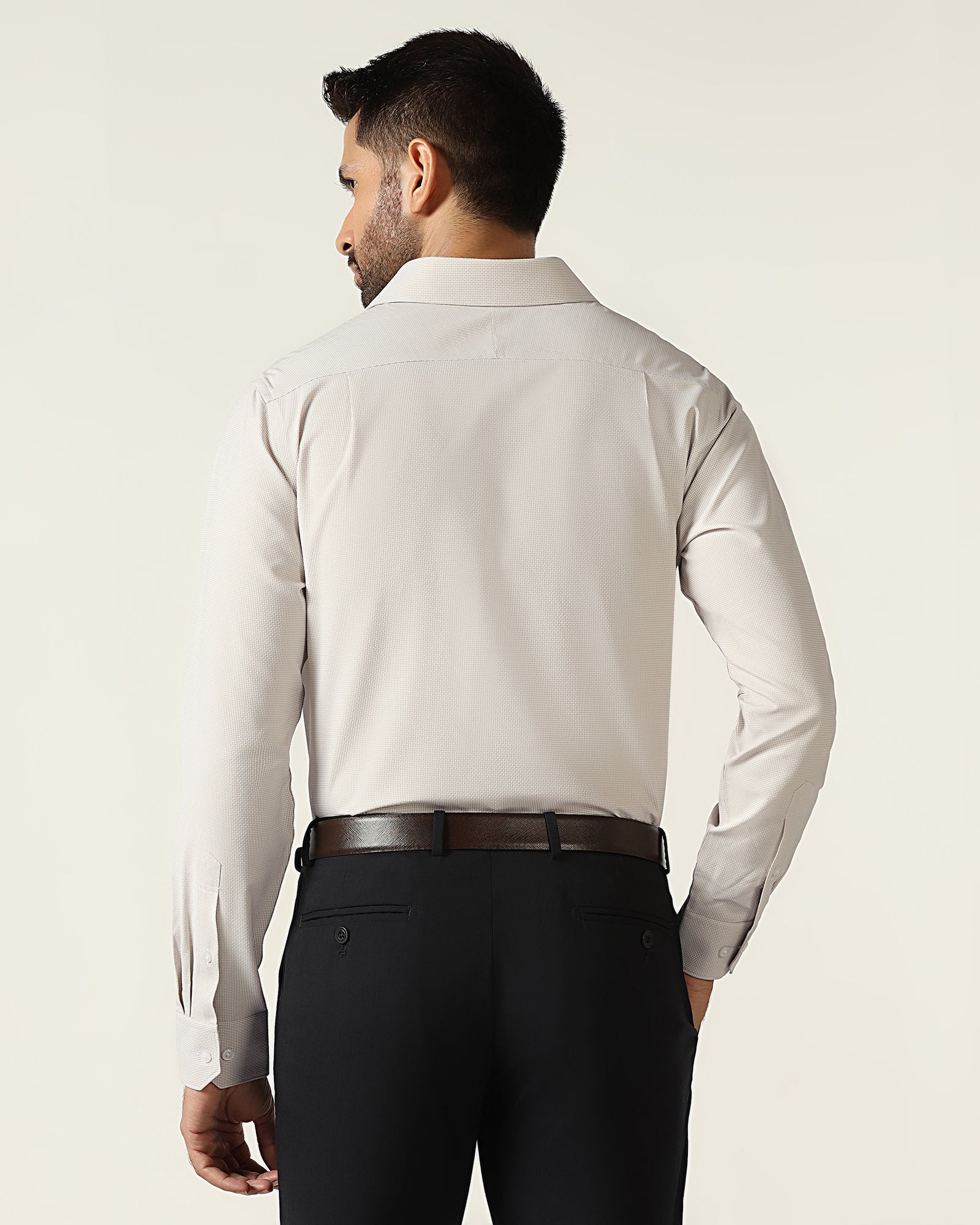 Beige Non Iron Textured Shirt - Russel