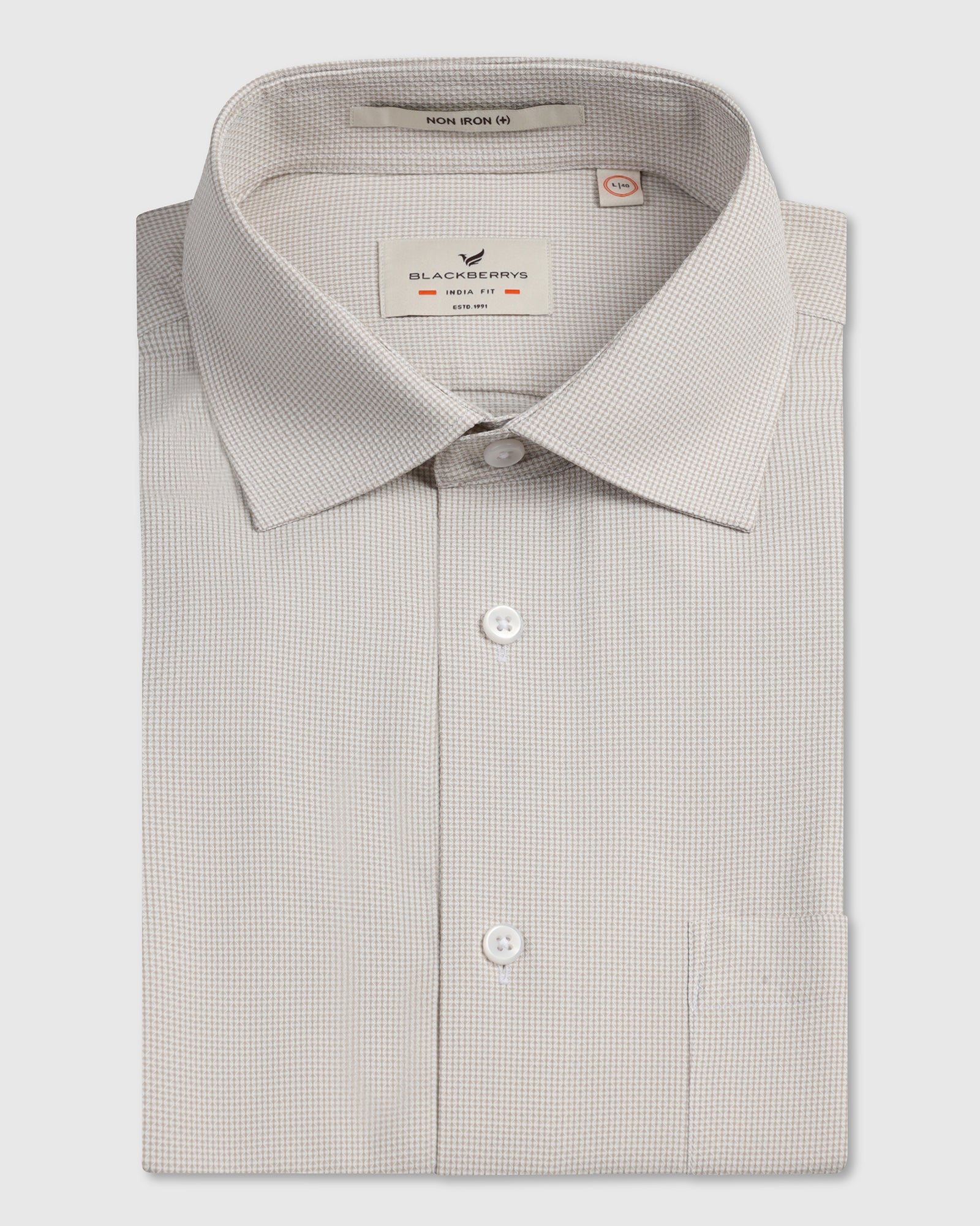 Beige Non Iron Textured Shirt - Russel