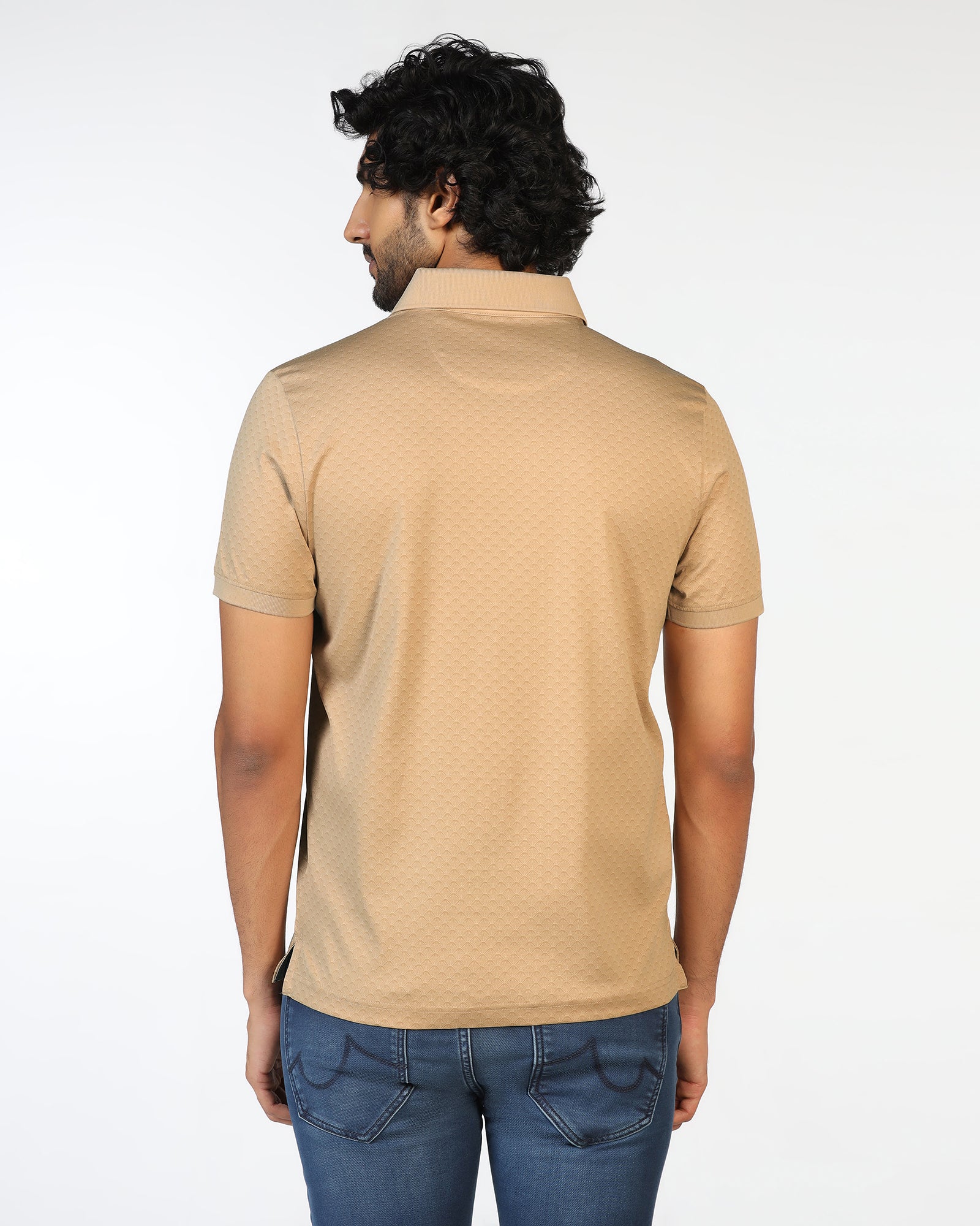 Beige Abstract Print Polo - Deco