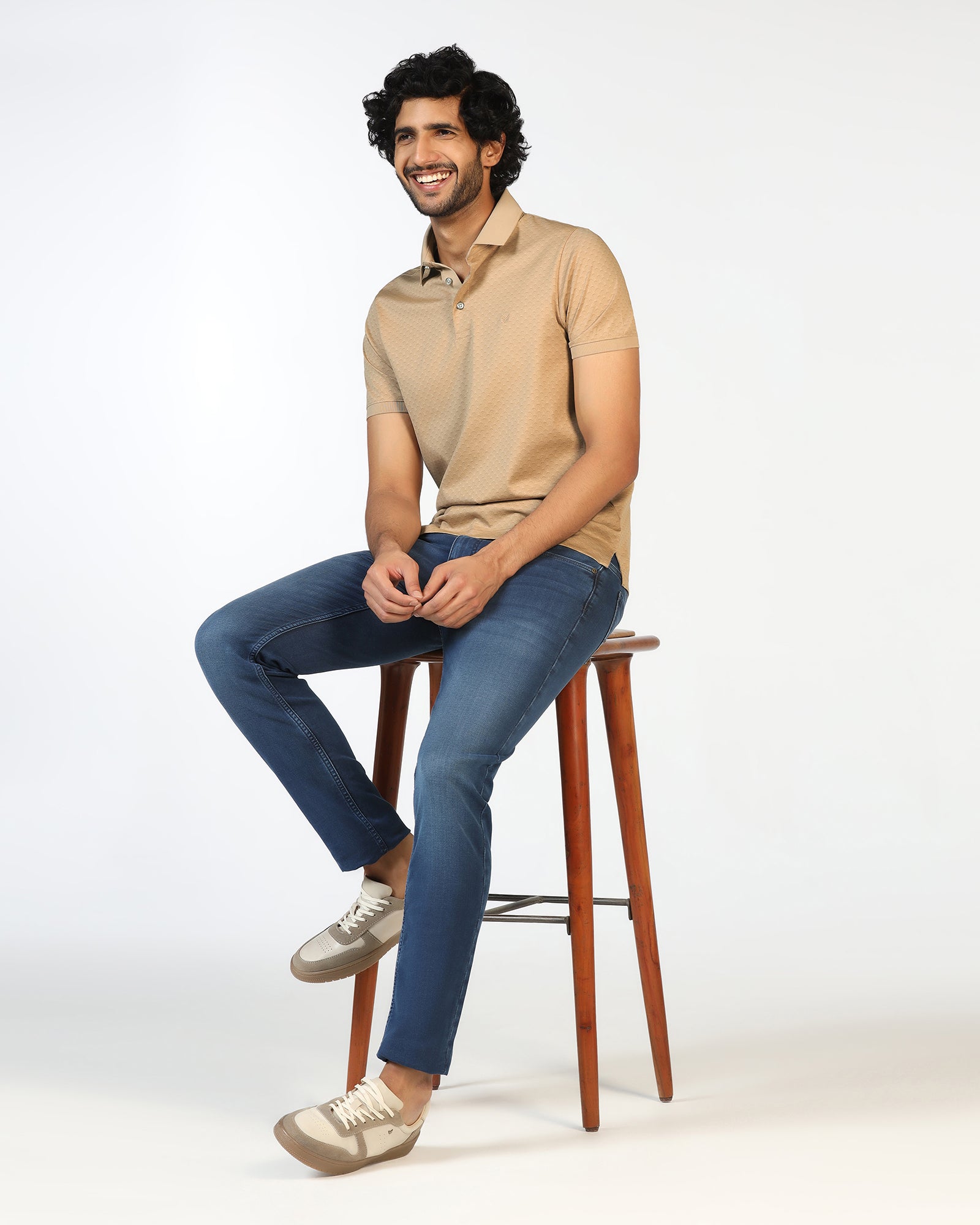 Beige Abstract Print Polo - Deco