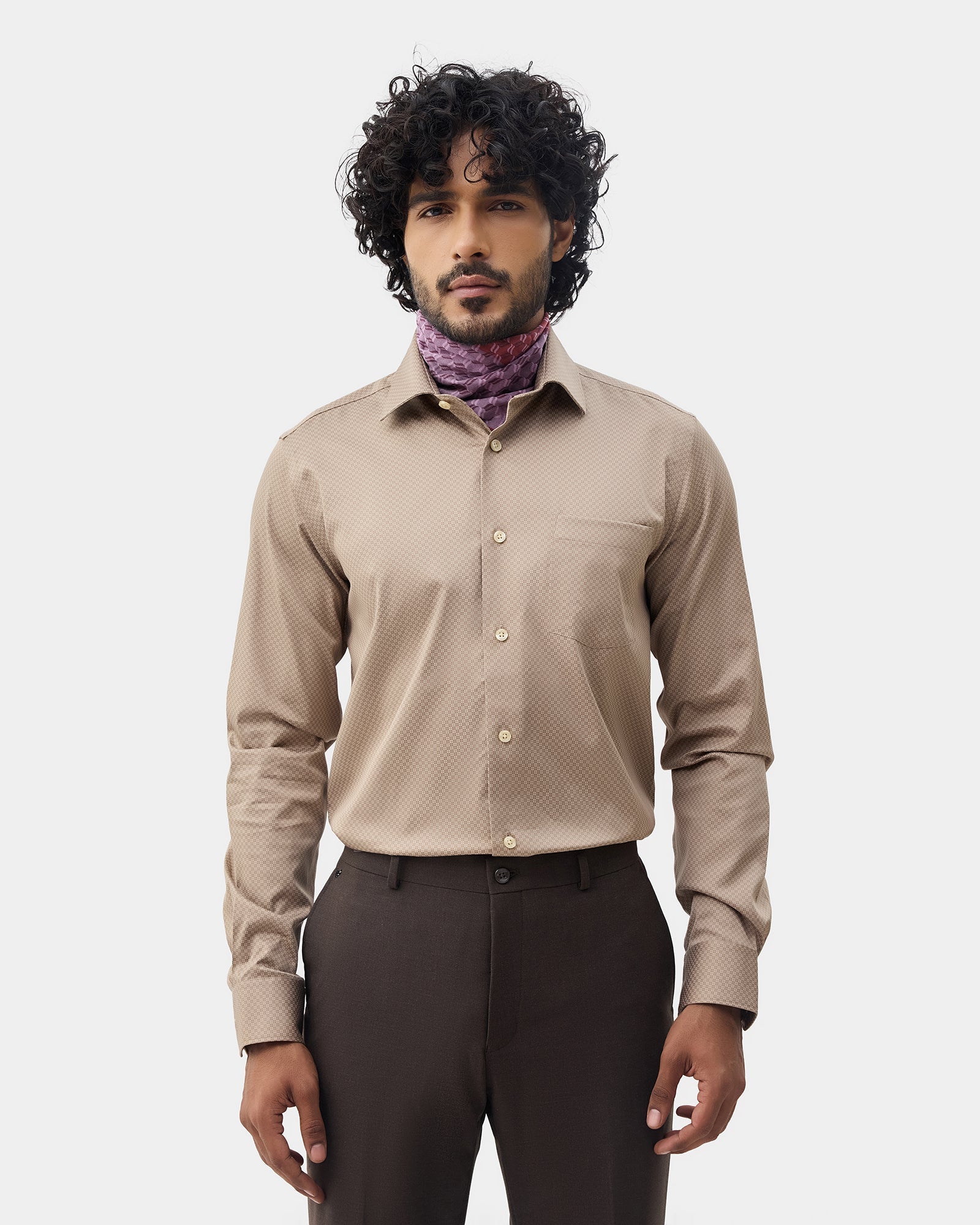 Beige Printed Shirt - Basis