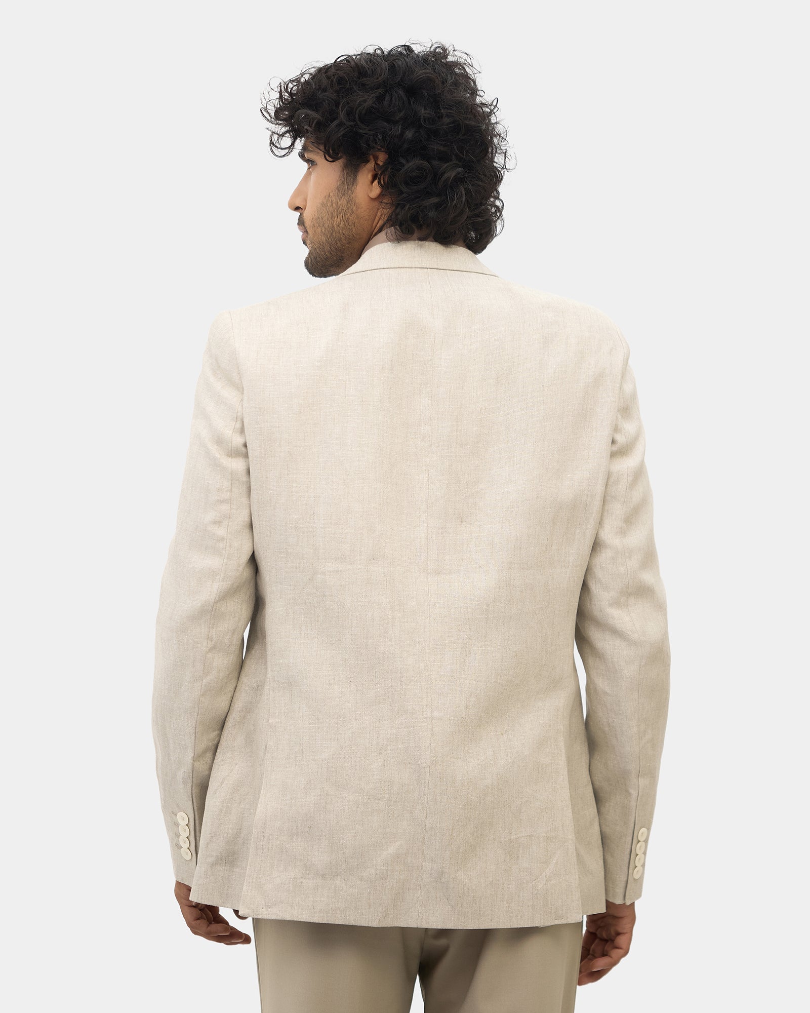 Beige Solid Blazer - Tanaka
