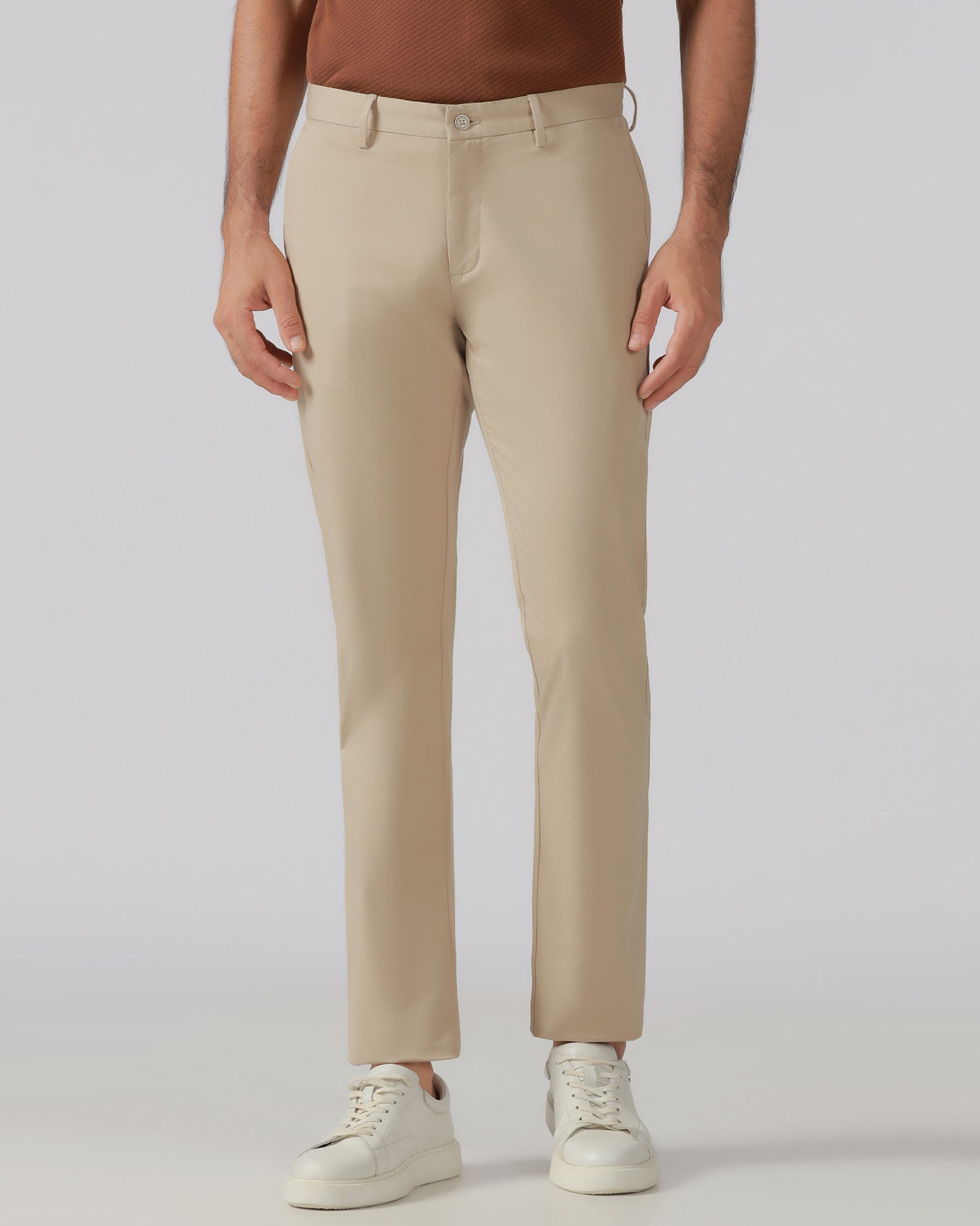Beige Solid Khakis - Elba