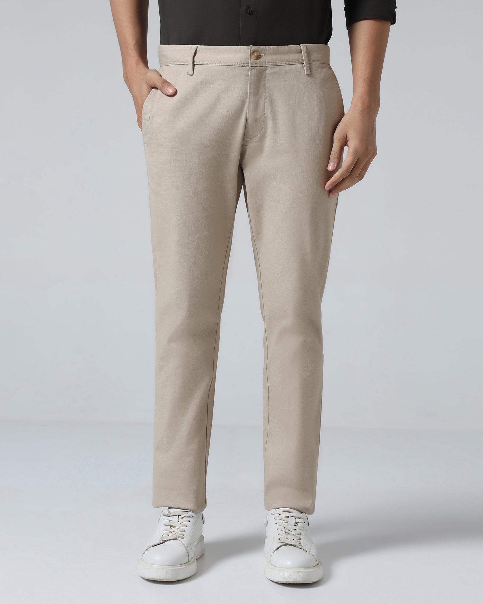 Beige Solid Khakis - Marley