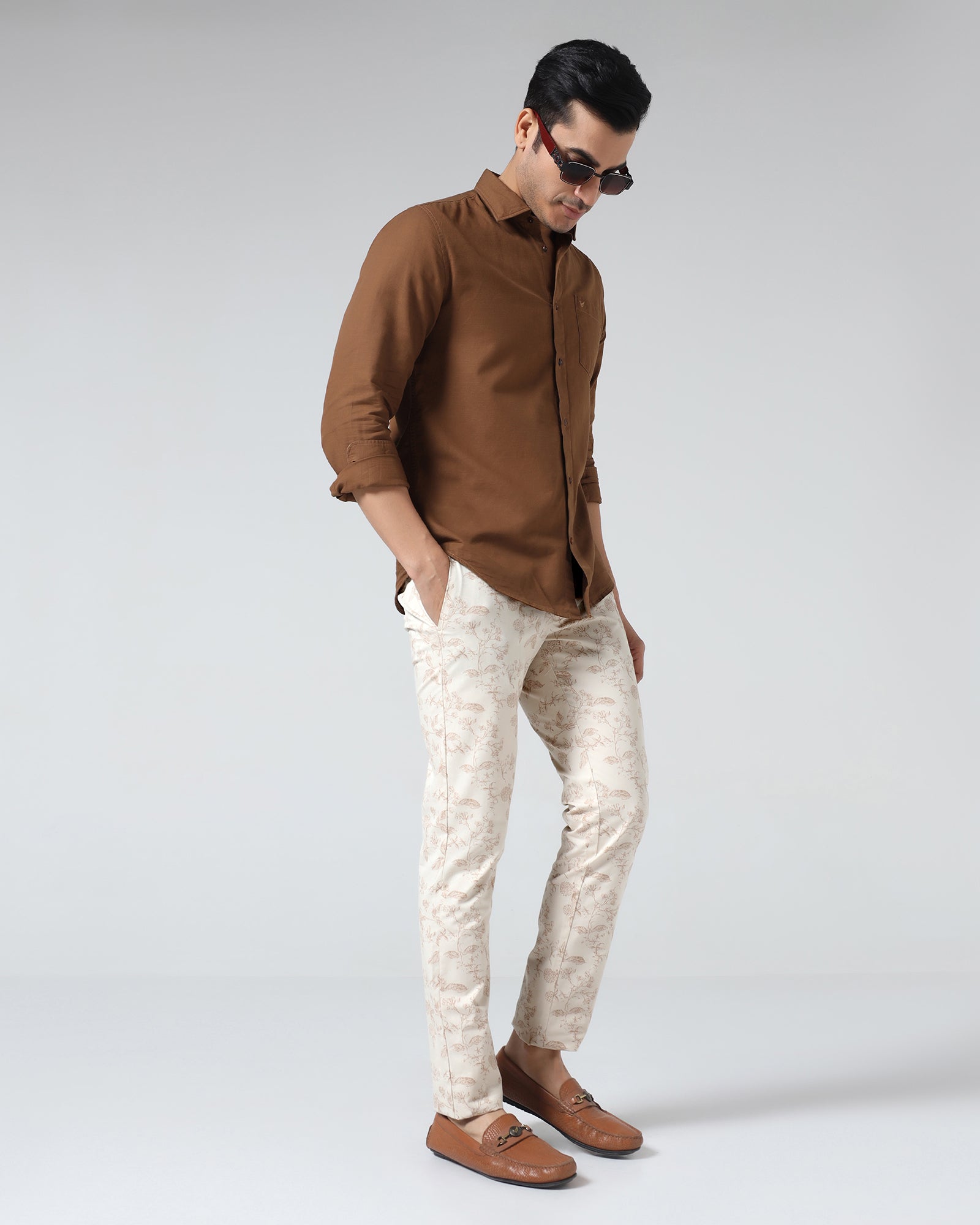 Beige Printed Khakis - Tommy