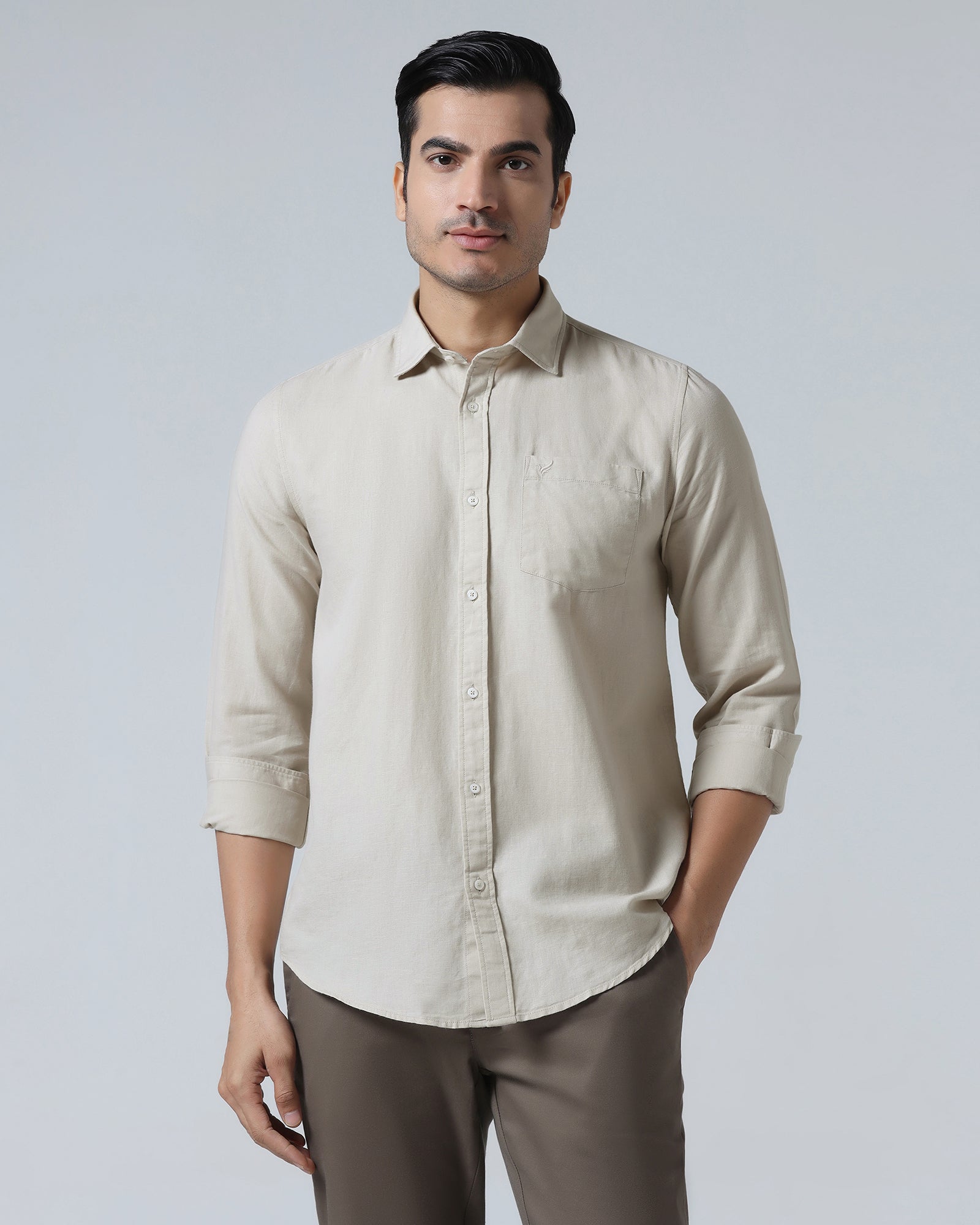 Beige Solid Shirt - Camro