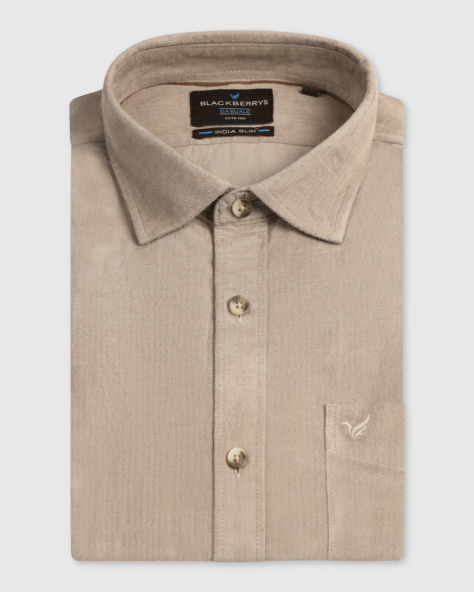Beige Solid Shirt - Tevez