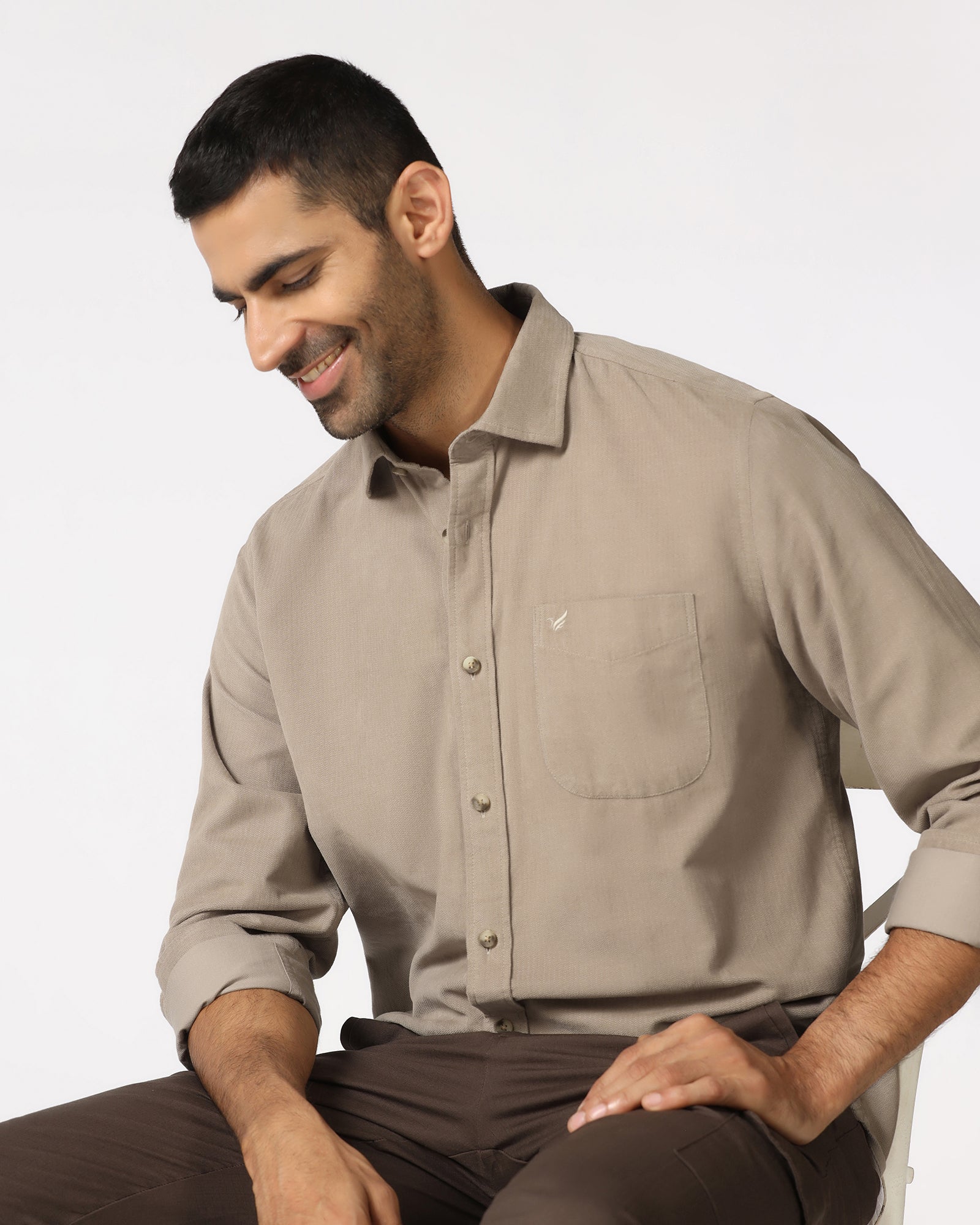 Beige Solid Shirt - Tevez