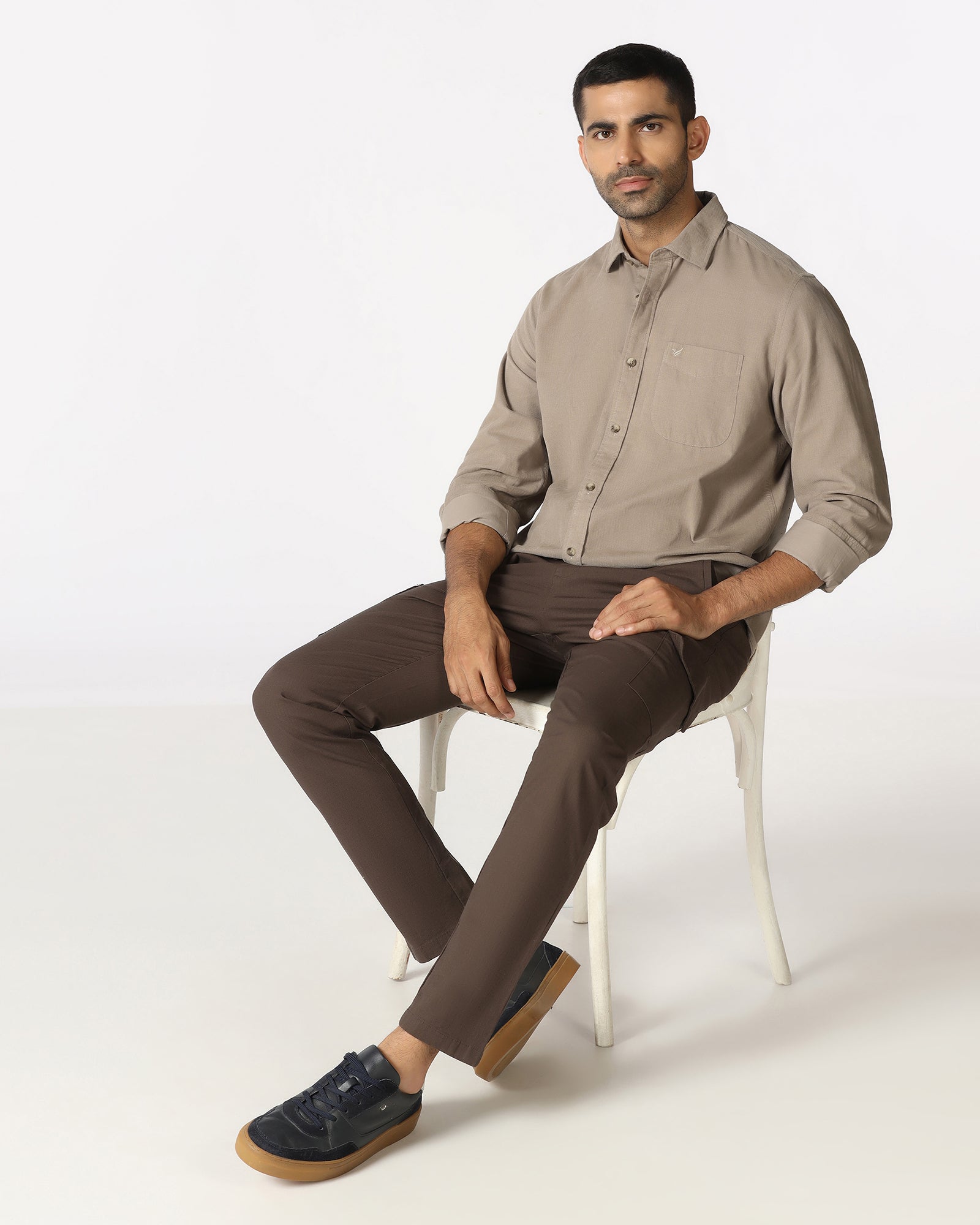 Beige Solid Shirt - Tevez