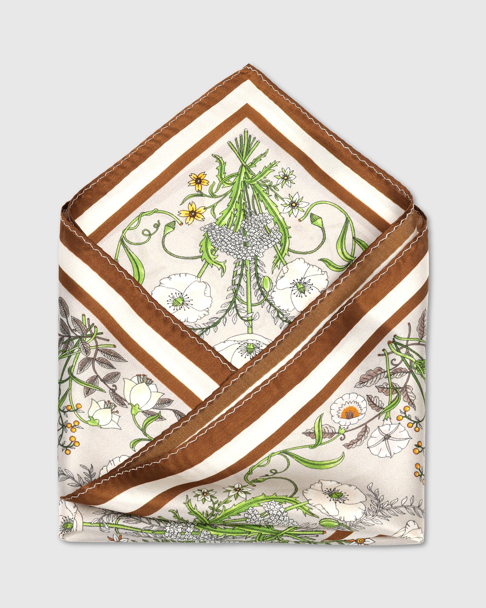 Beige Printed 100% Silk Pocket Square - Wladimir