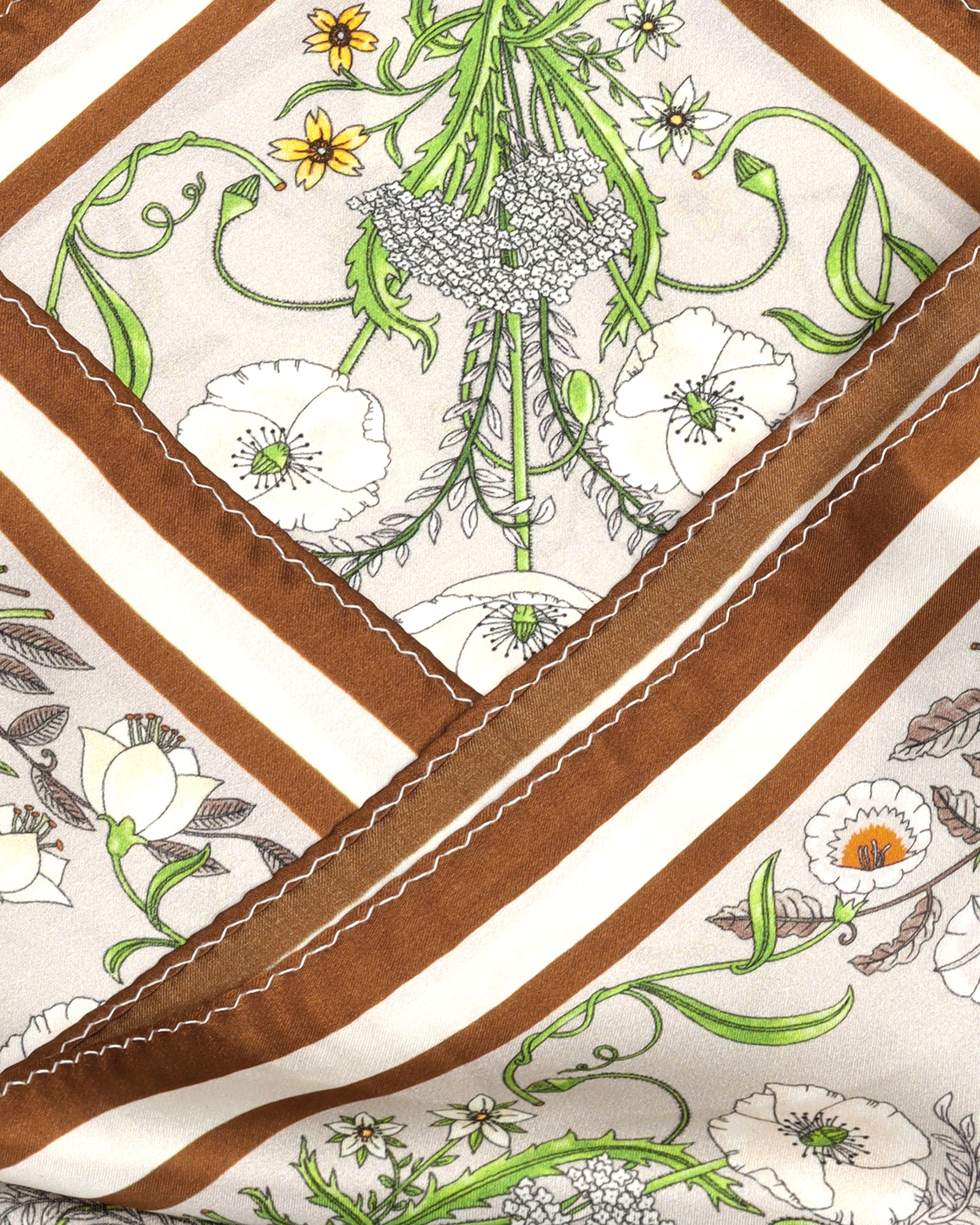 Beige Printed 100% Silk Pocket Square - Wladimir