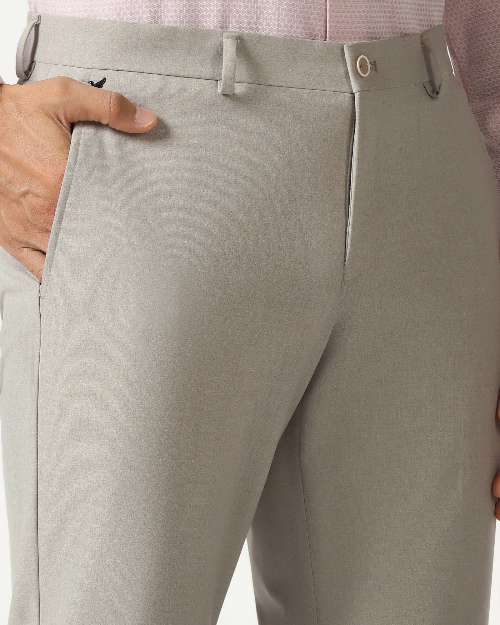 Beige Solid Trouser - Conor