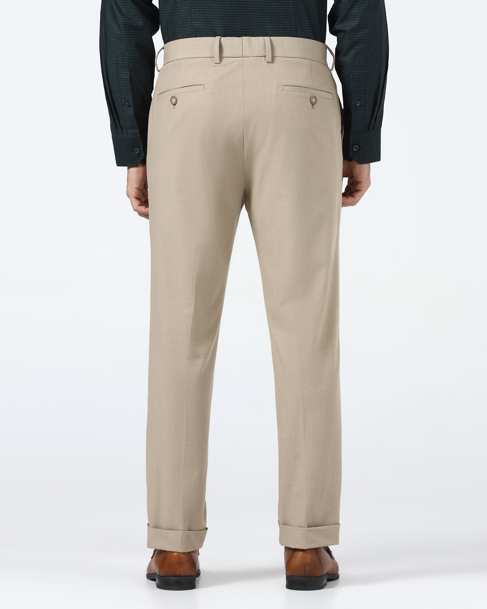 Beige Solid Trouser - Henry