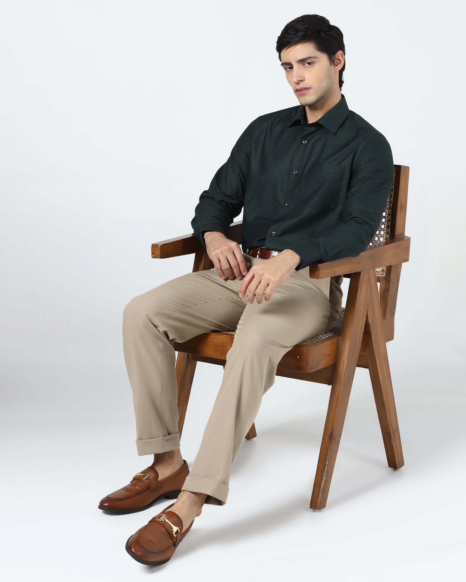 Beige Solid Trouser - Henry