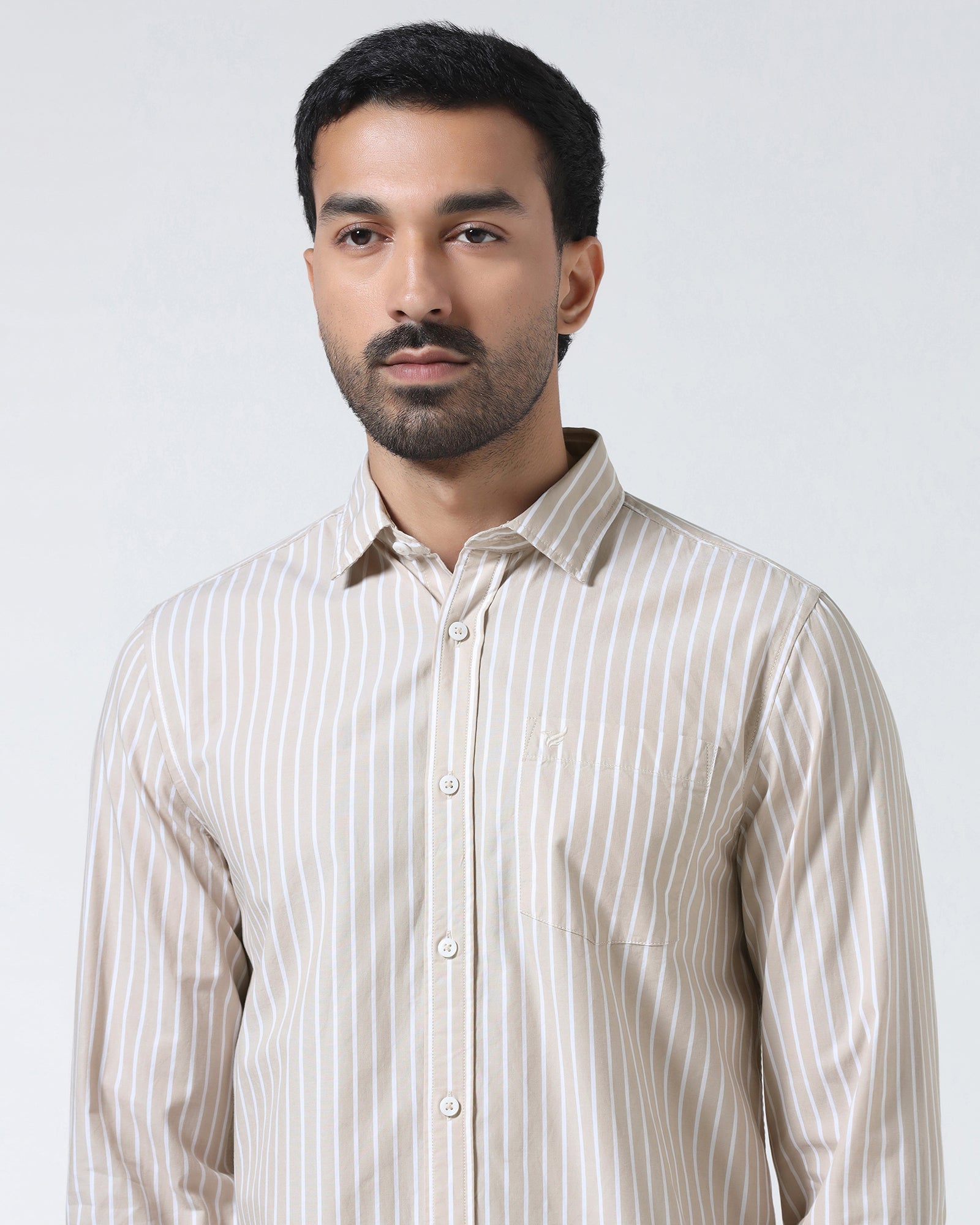 Beige Stripe Shirt - Hamber