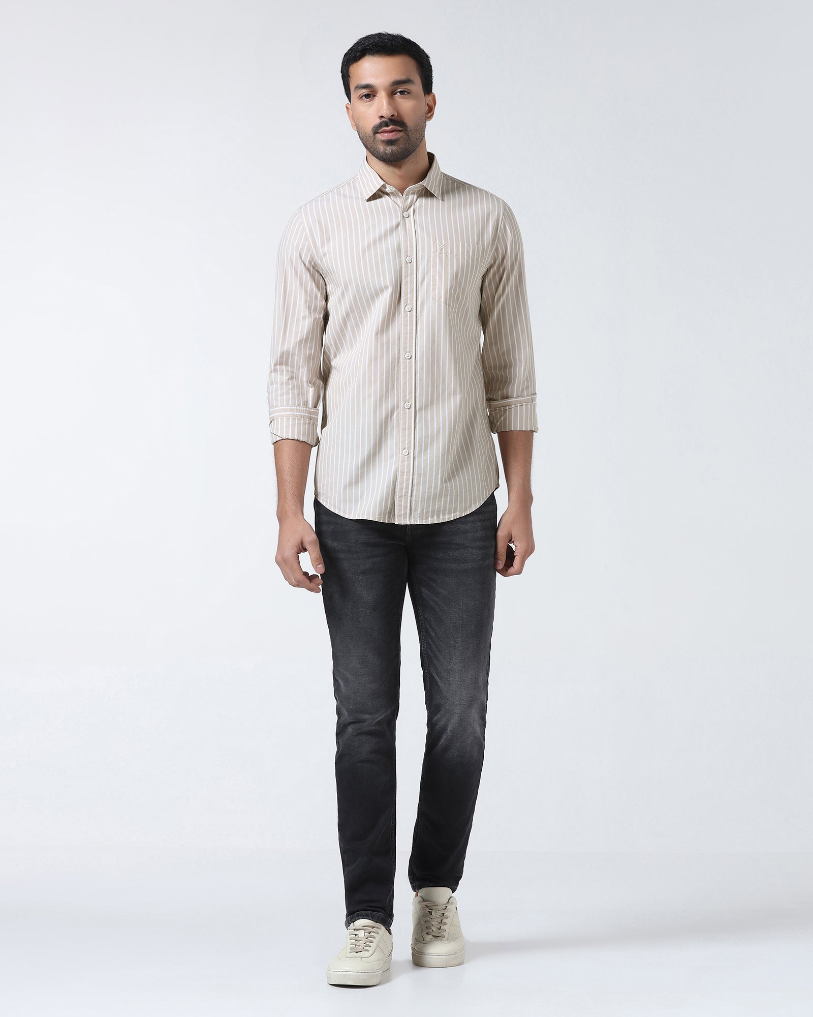 Beige Stripe Shirt - Hamber