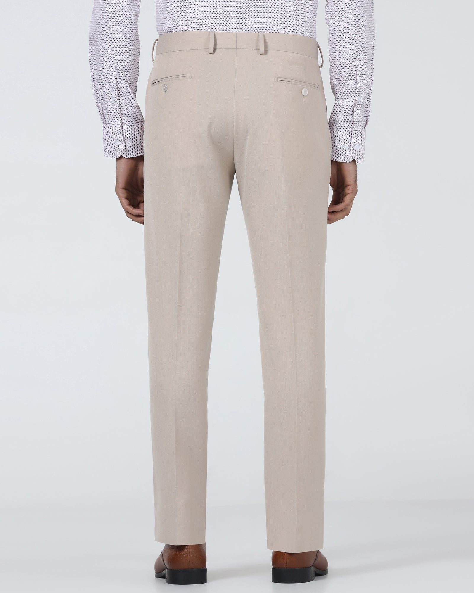 Beige Technowaist Textured Trouser - Alex