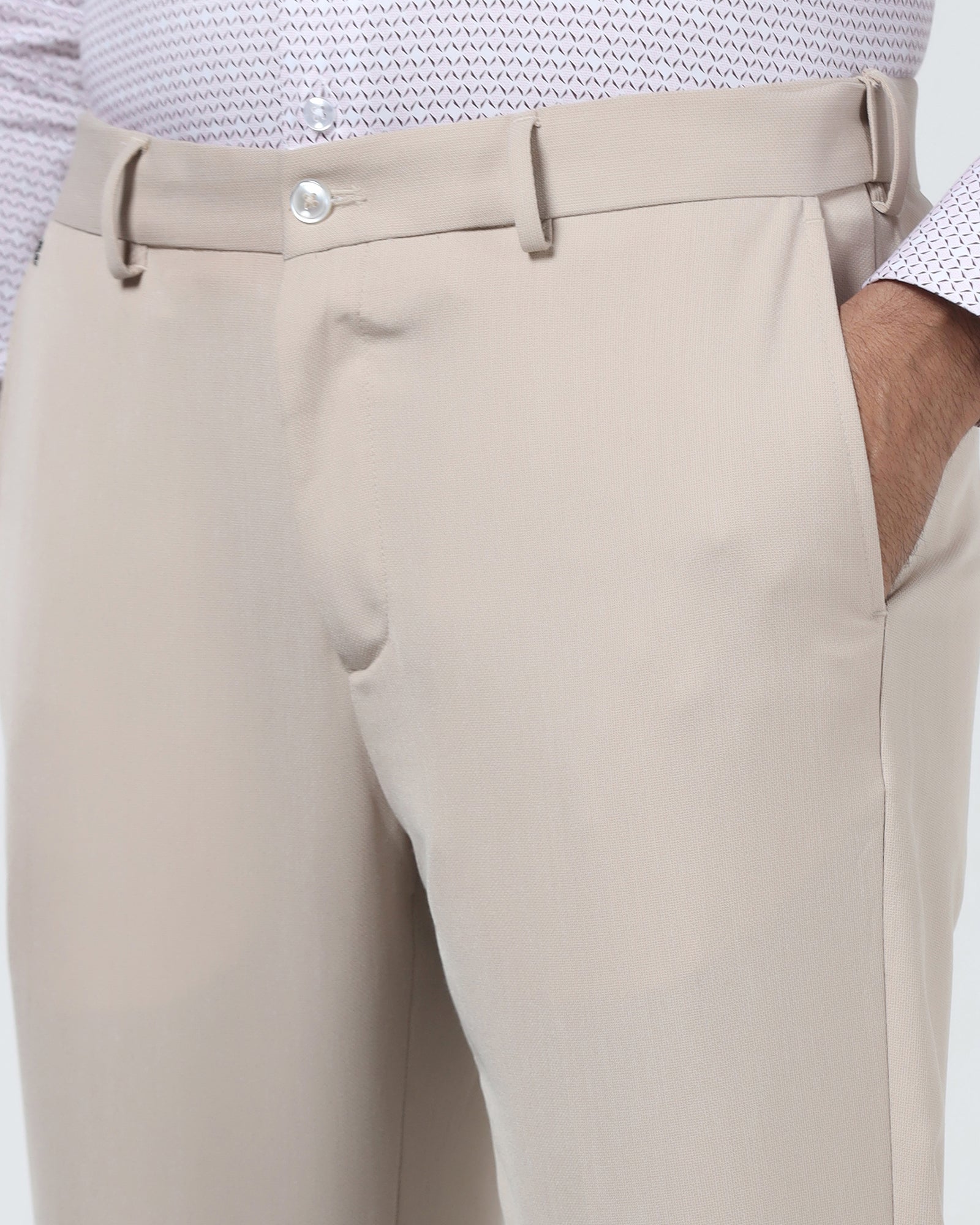 Beige Technowaist Textured Trouser - Alex