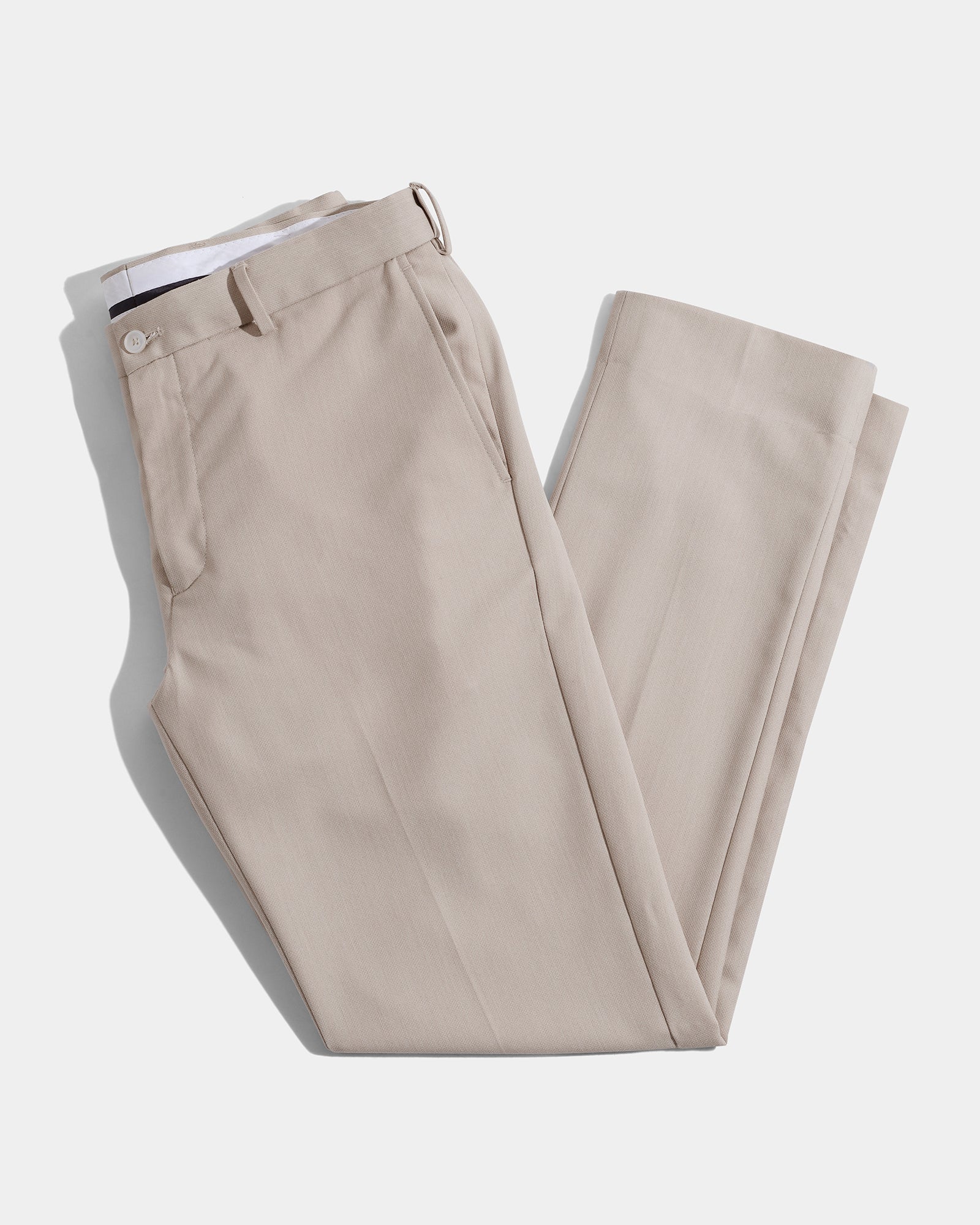 Beige Technowaist Textured Trouser - Alex