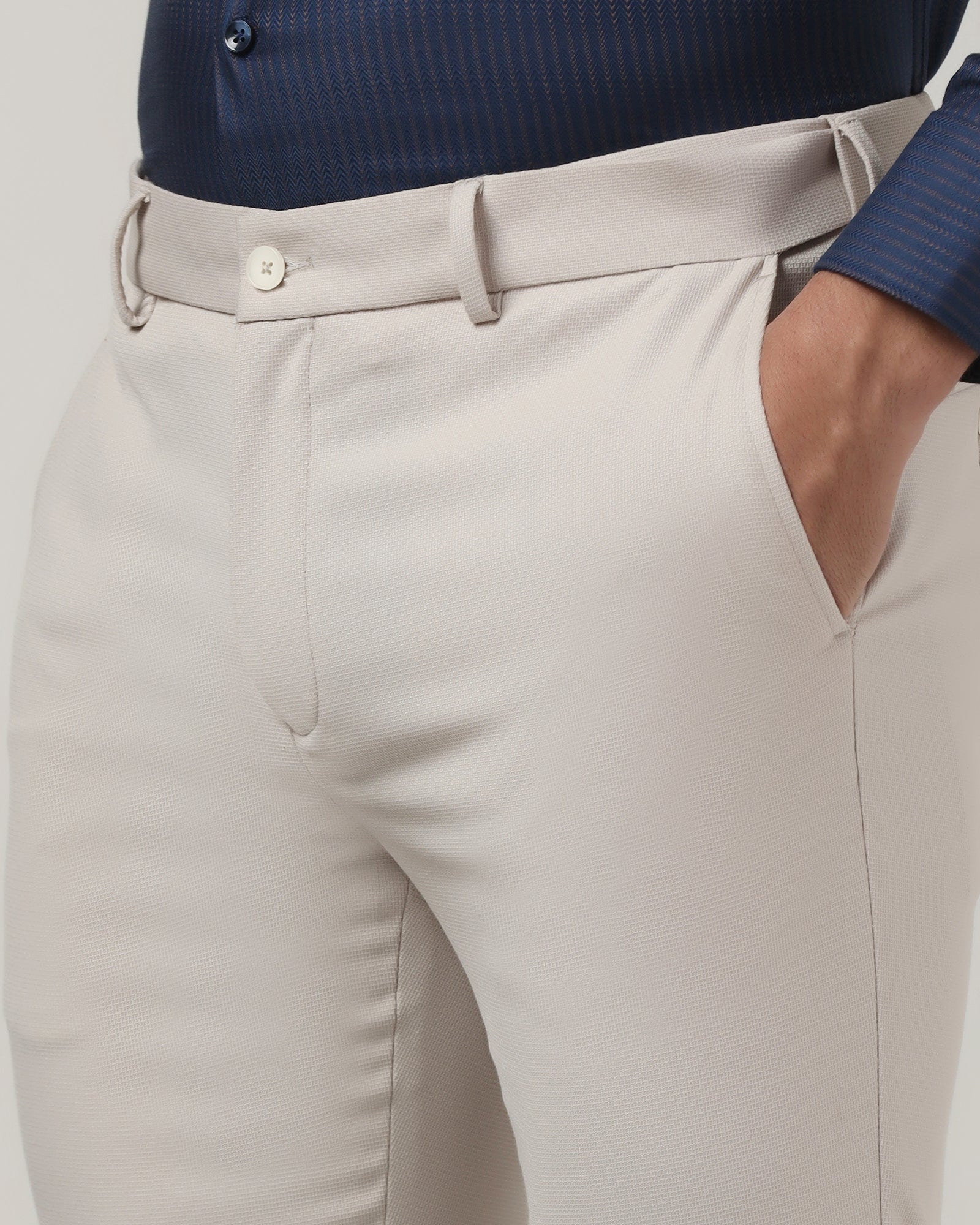 Beige Technowaist Textured Trouser - Billy