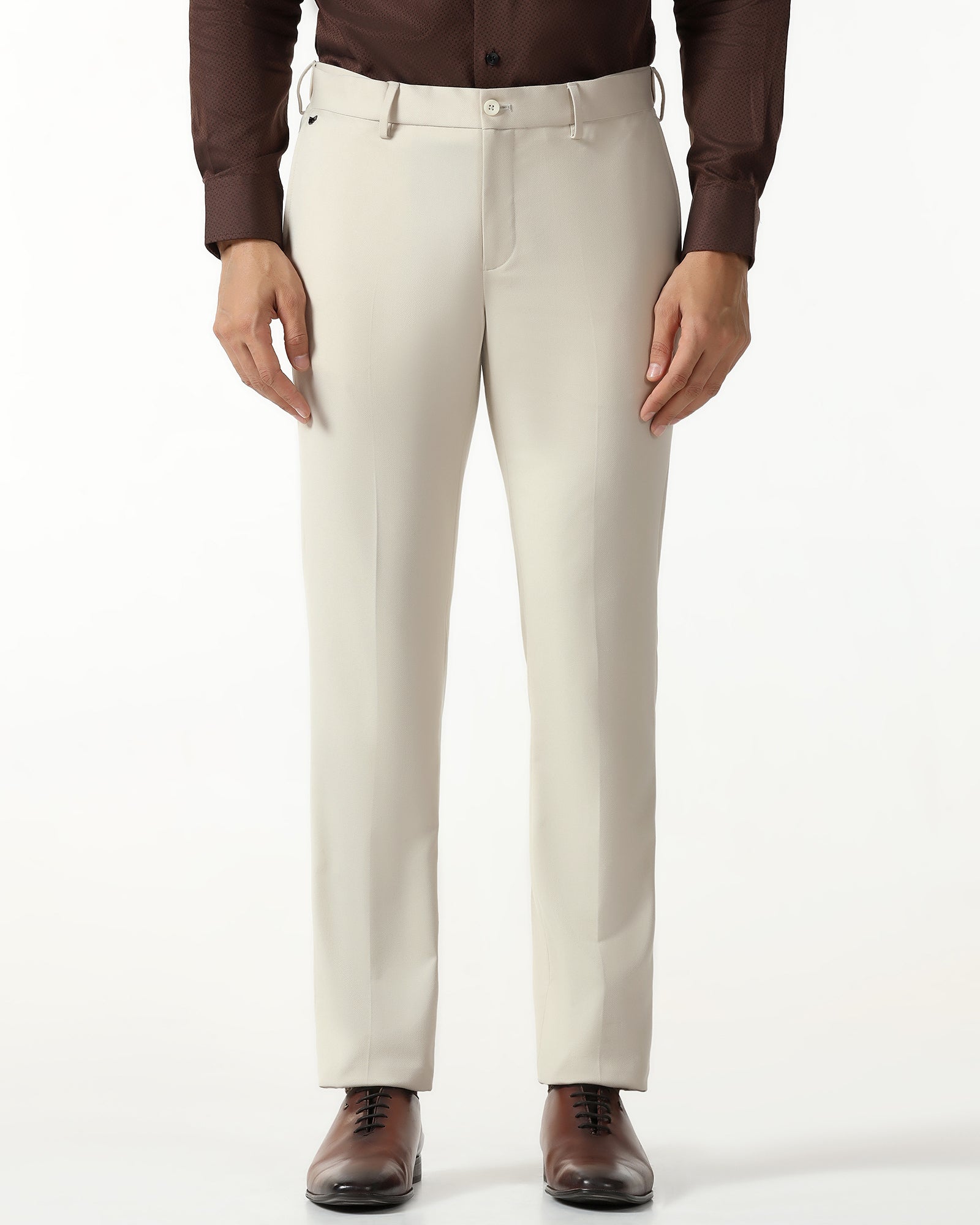 Beige Technowaist Textured Trouser - Hennessy