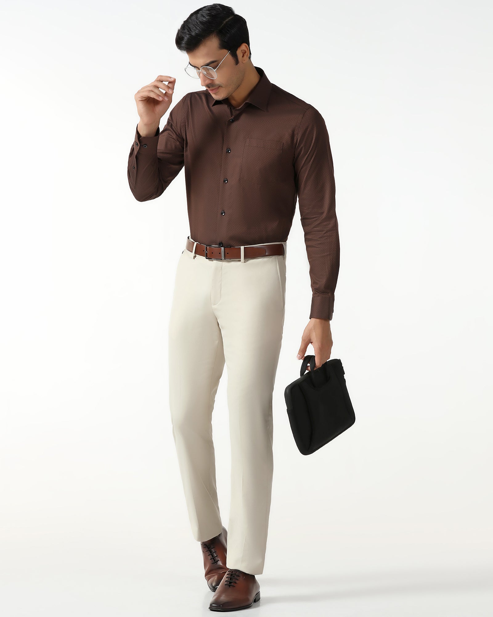 Beige Technowaist Textured Trouser - Hennessy