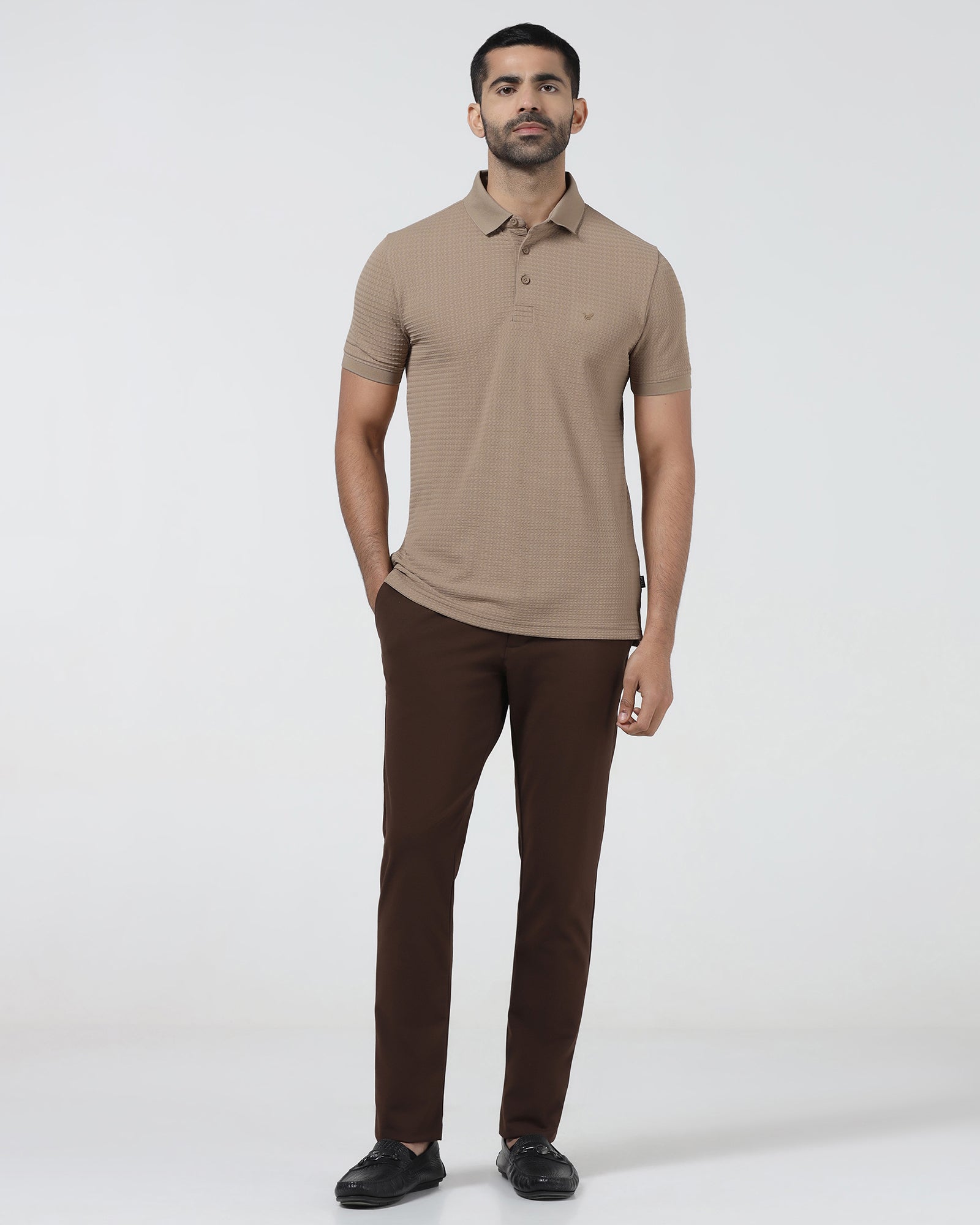 Beige TechPro Jacquard Polo - Holt