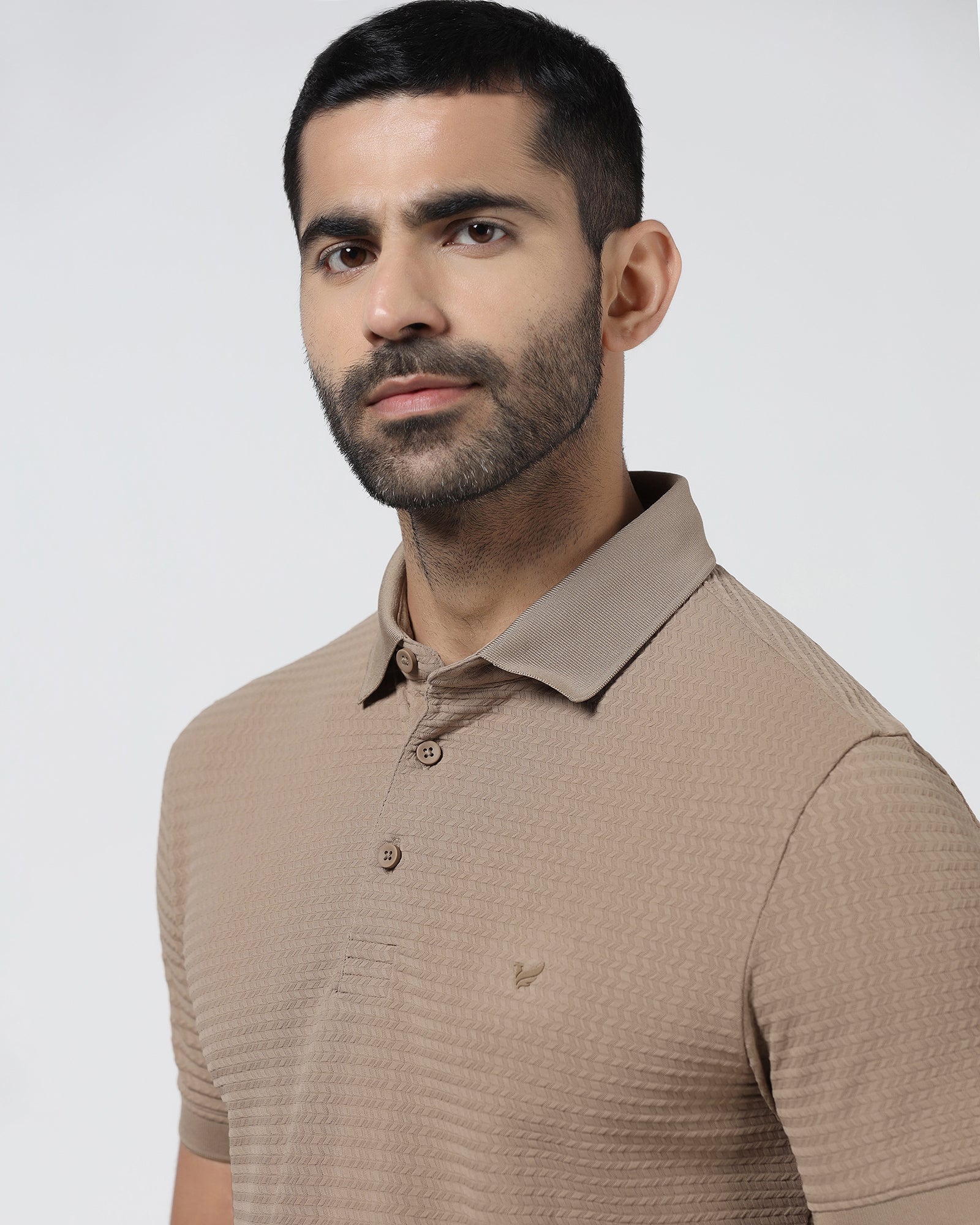 Beige TechPro Jacquard Polo - Holt