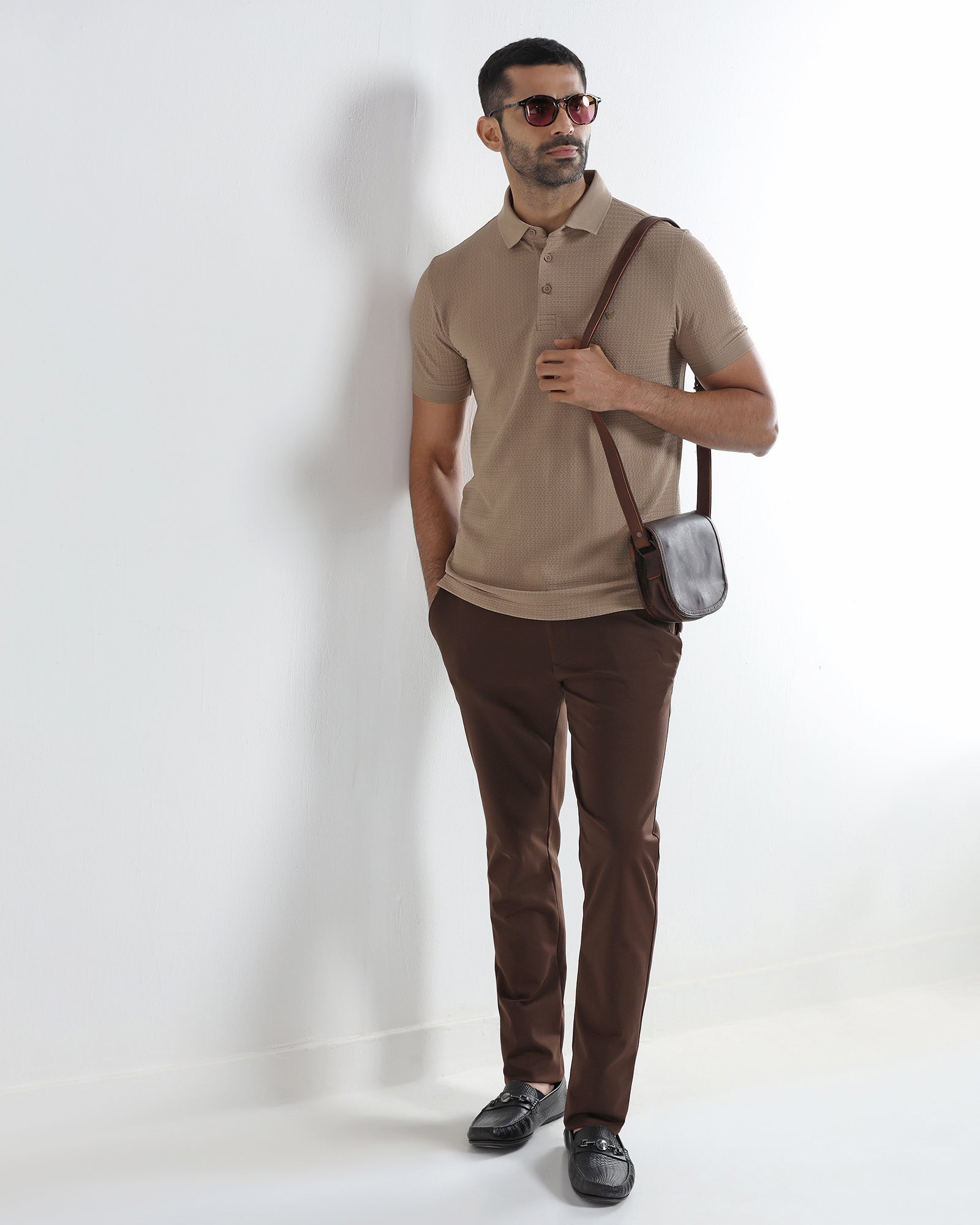 Beige TechPro Jacquard Polo - Holt