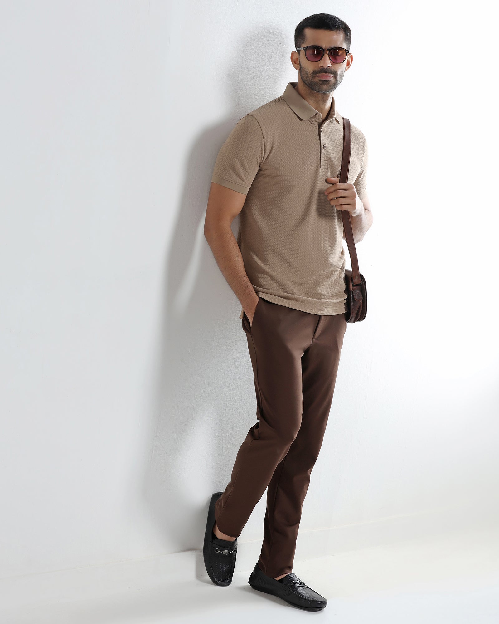 Beige TechPro Jacquard Polo - Holt